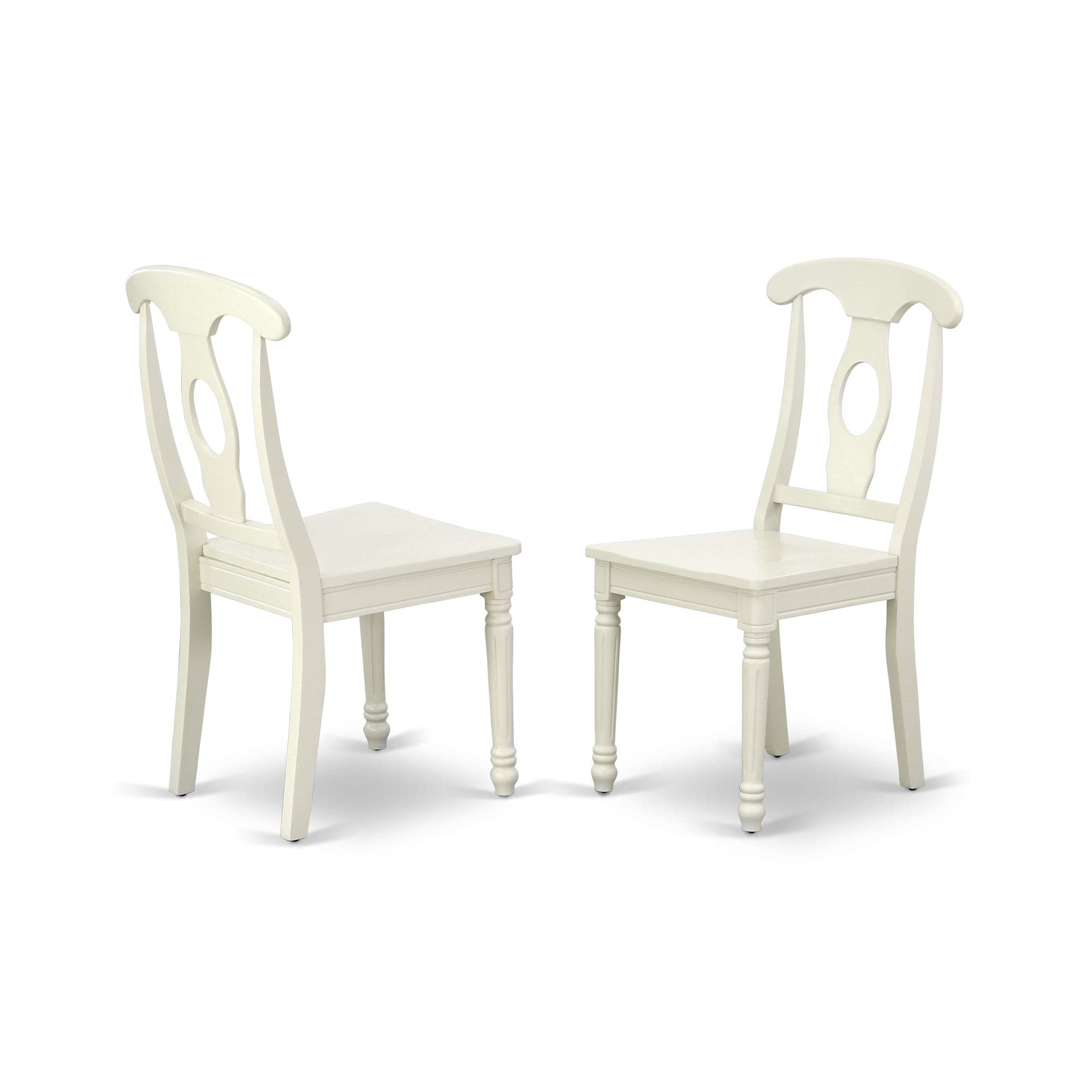 Ergode Doke5-Lwh-W Kitchen Dining Table Set, Rectangle Table With Butterfly Leaf, 4 Solid Wood Seat Chairs, Linen White, 42X78 Inch