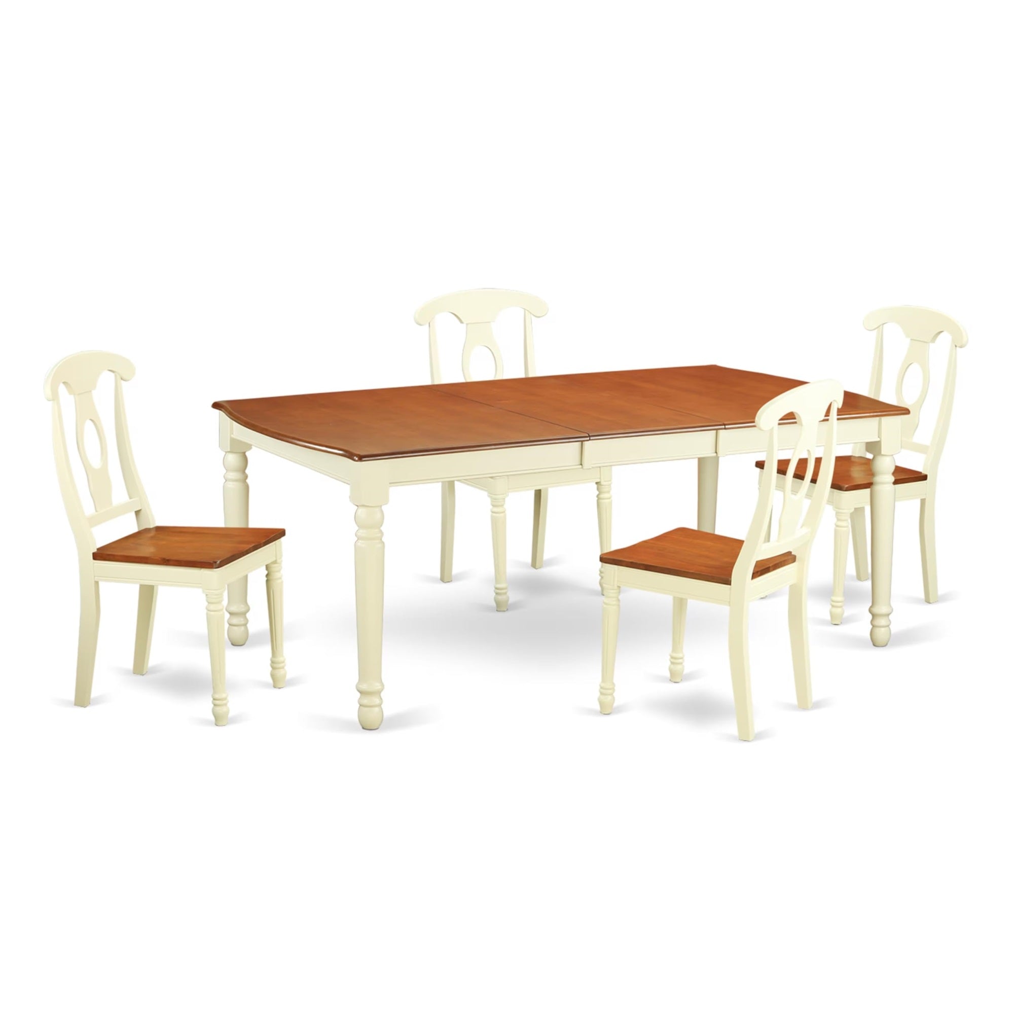 Casafoyer Doke5-Whi-W Dover 5 Piece Room Furniture Set Includes A Rectangle Kitchen Table With  Leaf And 4 Dining Chairs, 42X78 Inch, Buttermilk & Cherry