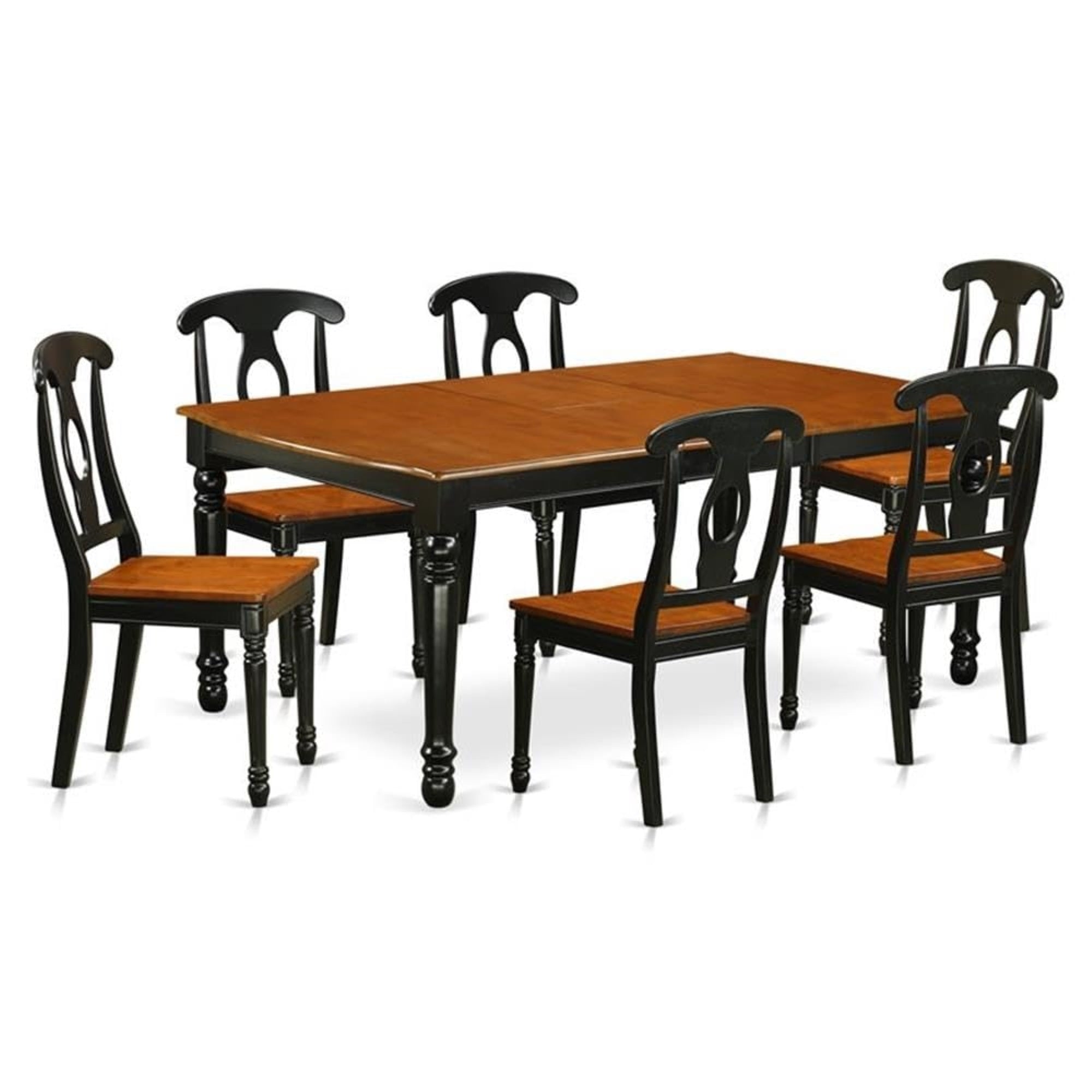 Casafoyer Doke7-Bch-W 7 Piece Modern Dining Table Set Consist Of A Rectangle Wooden Table With  Leaf And 6 Dining Room Chairs, 42X78 Inch, Black & Cherry