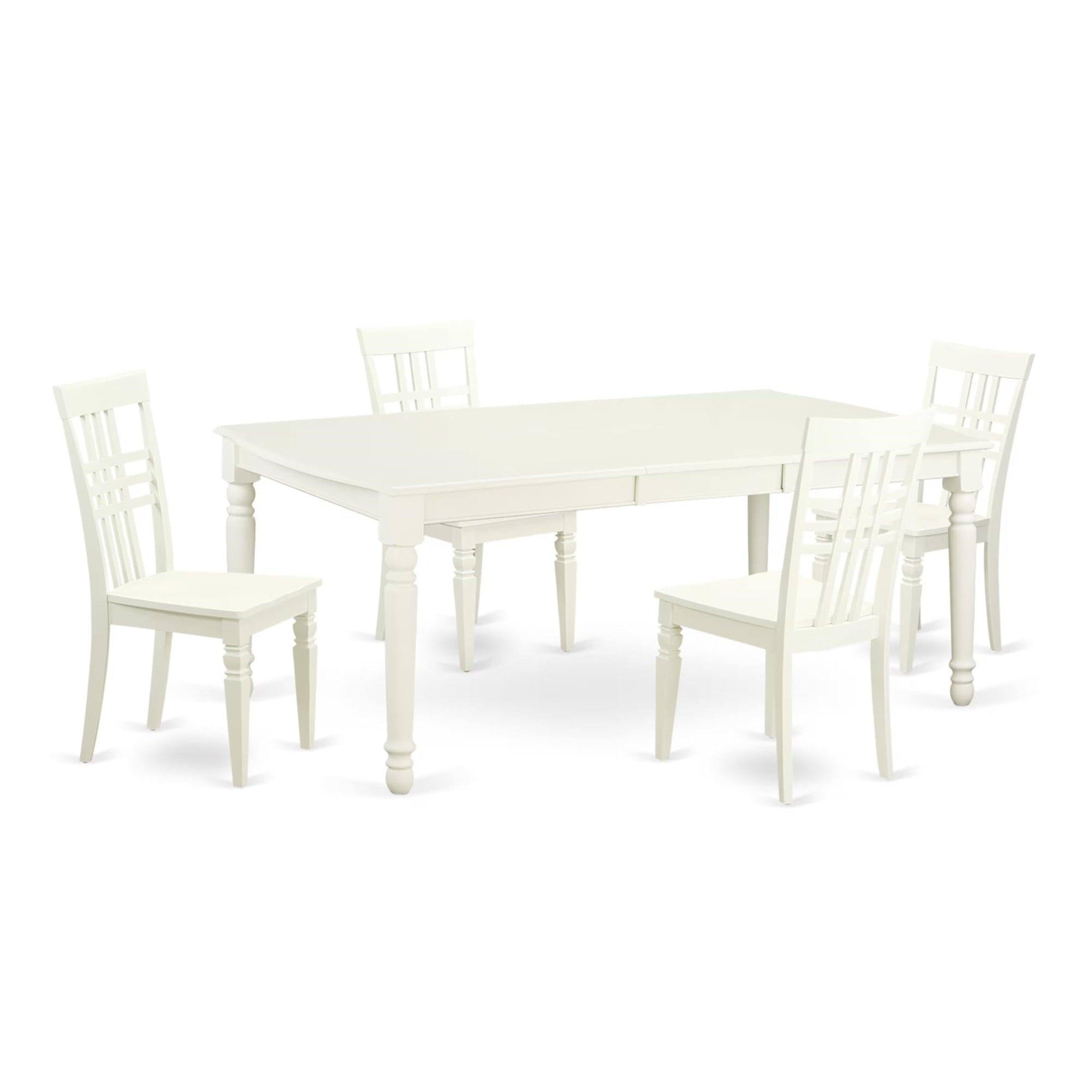 Casafoyer Dolg5-Lwh-W 5 Piece Dining Room Table Set Includes A Rectangle Kitchen Table With  Leaf And 4 Dining Chairs, 42X78 Inch, Linen White