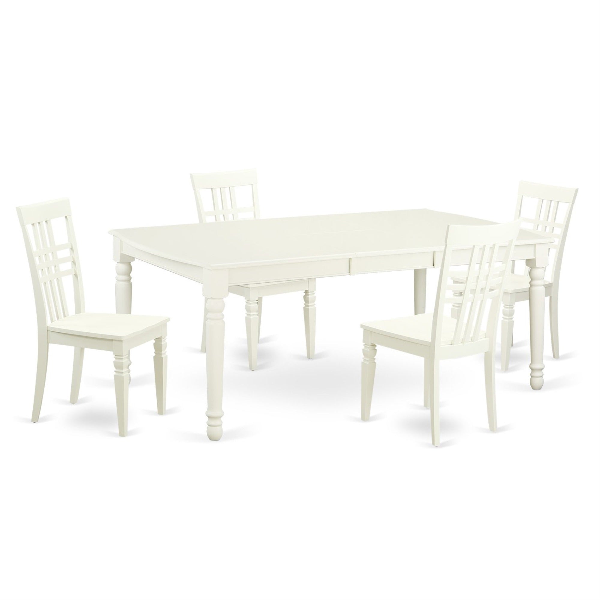 Ergode Dolg5-Lwh-W, 5-Piece Dining Table Set, Butterfly Leaf Top, 4 Chairs, High-Quality Finish, Easy Assembly, Perfect For Home Parties, Linen White