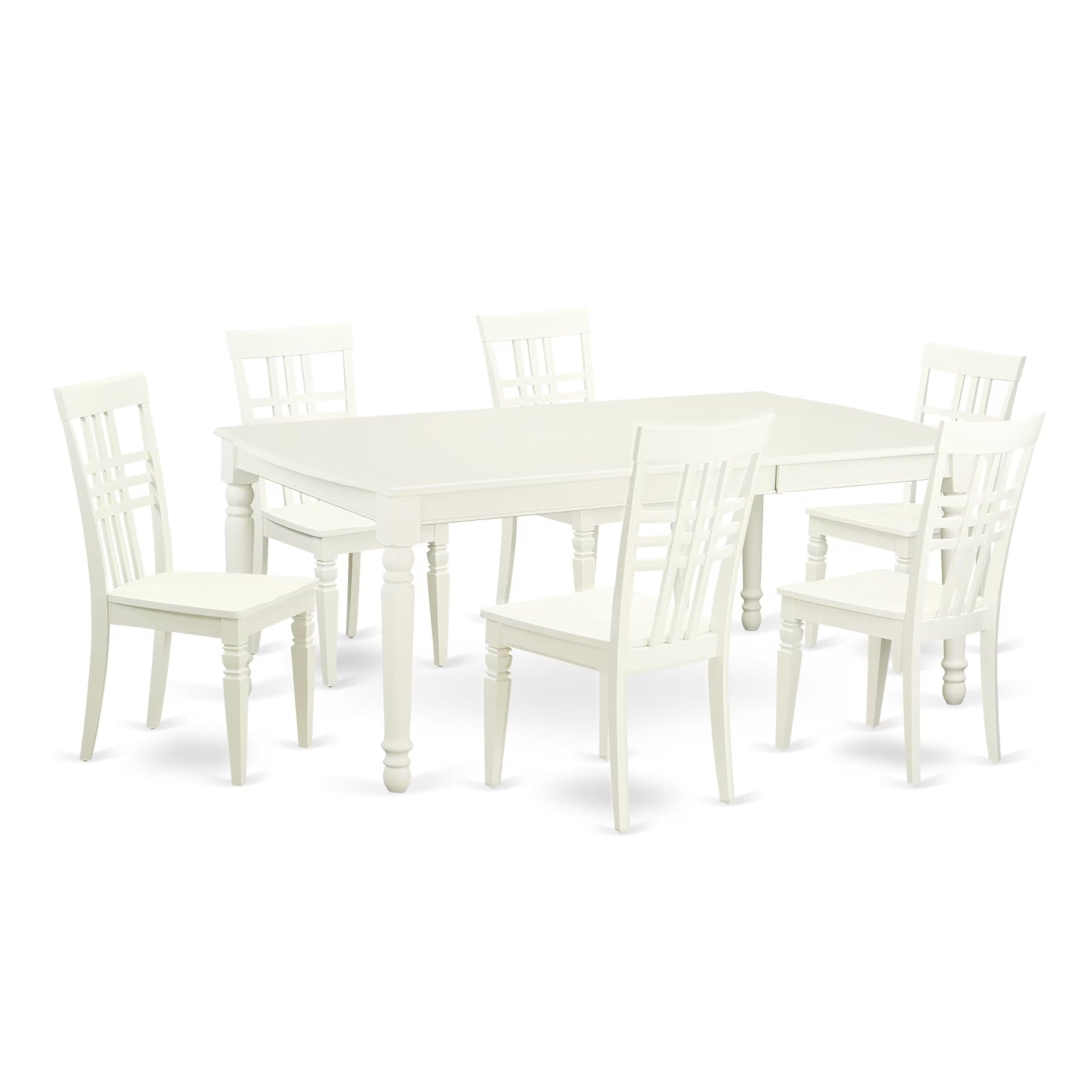 Casafoyer Dolg7-Lwh-W 7 Piece Kitchen Table & Chairs Set Consist Of A Rectangle Dining Room Table With  Leaf And 6 Dining Chairs, 42X78 Inch, Linen White