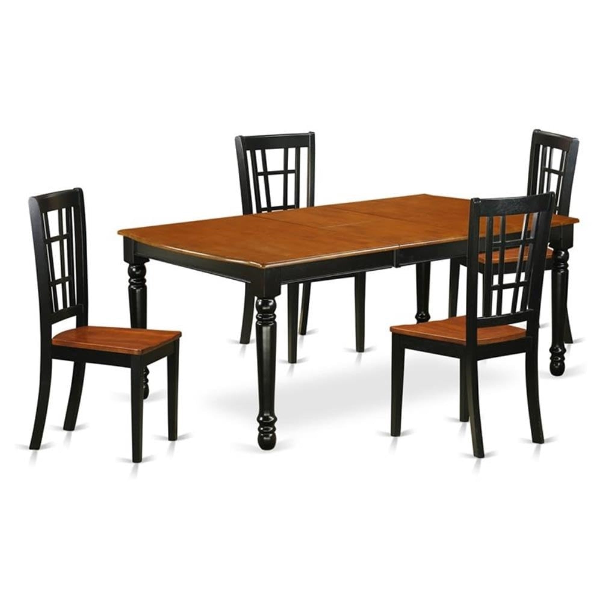 Casafoyer Doni5-Bch-W Dover 5 Piece Dining Set For 4 Includes A Rectangle Kitchen Table With  Leaf And 4 Dinette Chairs, 42X78 Inch, Black & Cherry