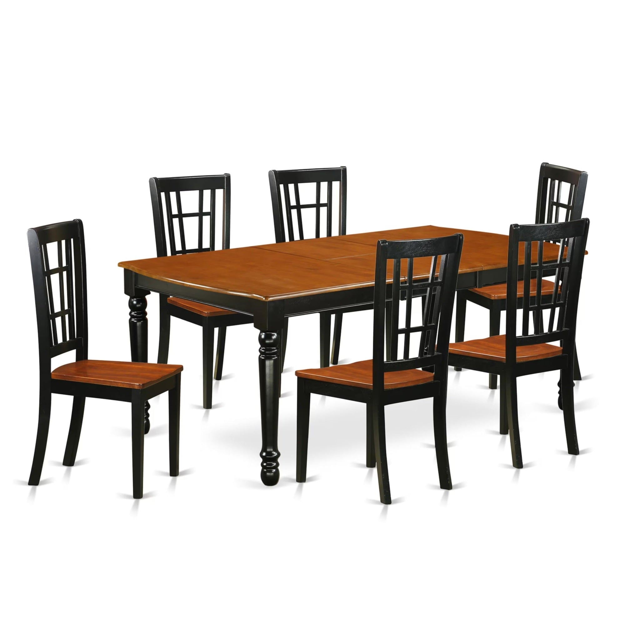 Casafoyer Doni7-Bch-W Dover 7 Piece Modern Set Consist Of A Rectangle Wooden Table With  Leaf And 6 Dining Chairs, 42X78 Inch, Black & Cherry