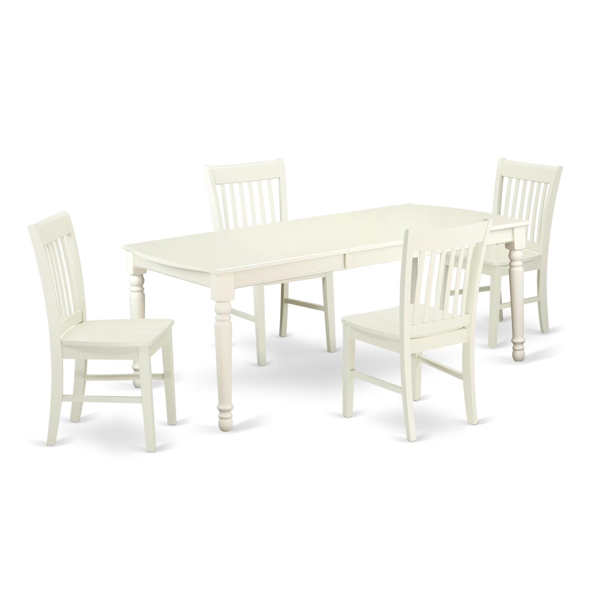 Casafoyer Dono5-Lwh-W Dover 5 Piece Set Includes A Rectangle Dining Room Table With  Leaf And 4 Wood Seat Chairs, 42X78 Inch