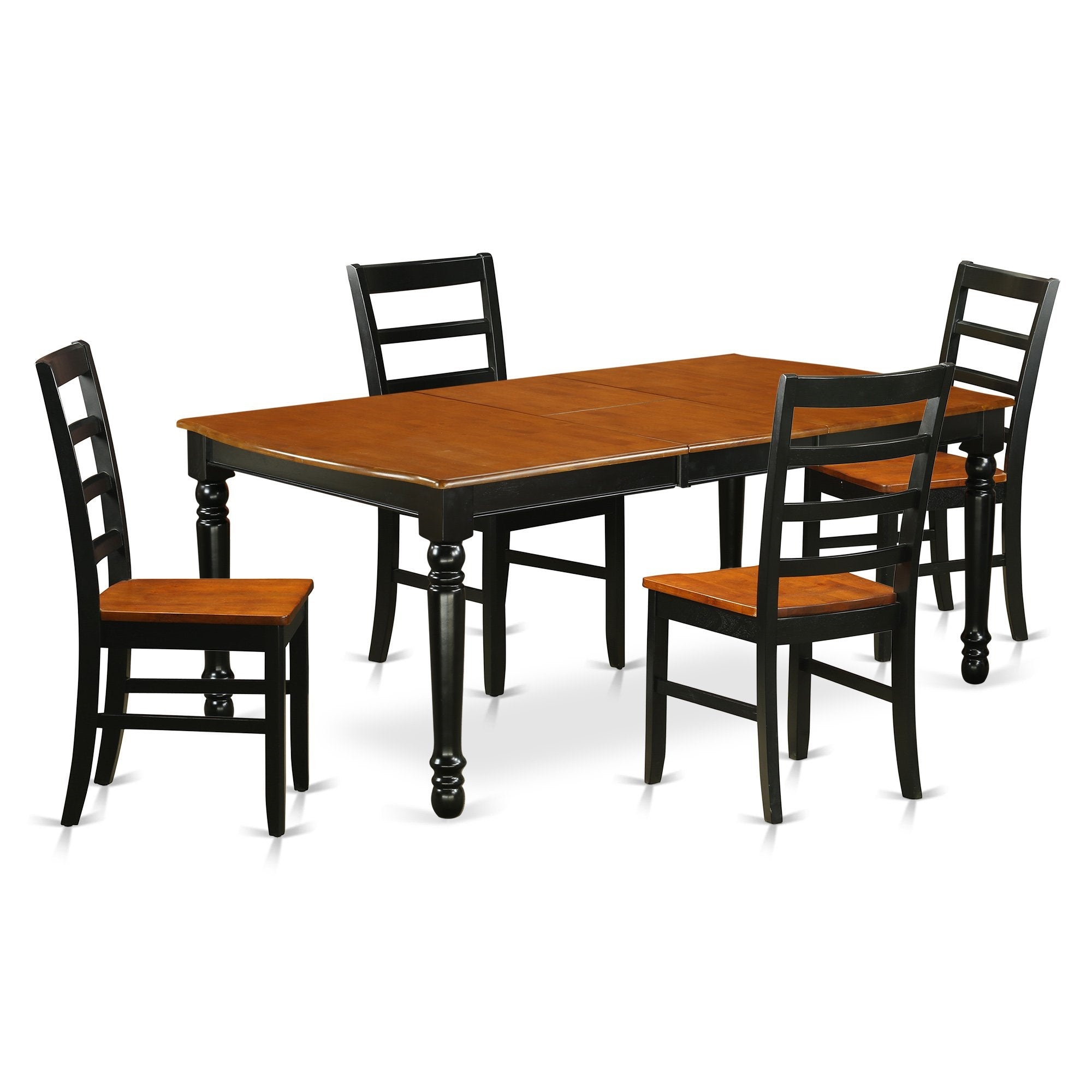 Ergode Dopf5-Bch-W, Dover 5 Piece Kitchen Set, Rectangle Table With Butterfly Leaf, 4 Dining Chairs, 42X78 Inch