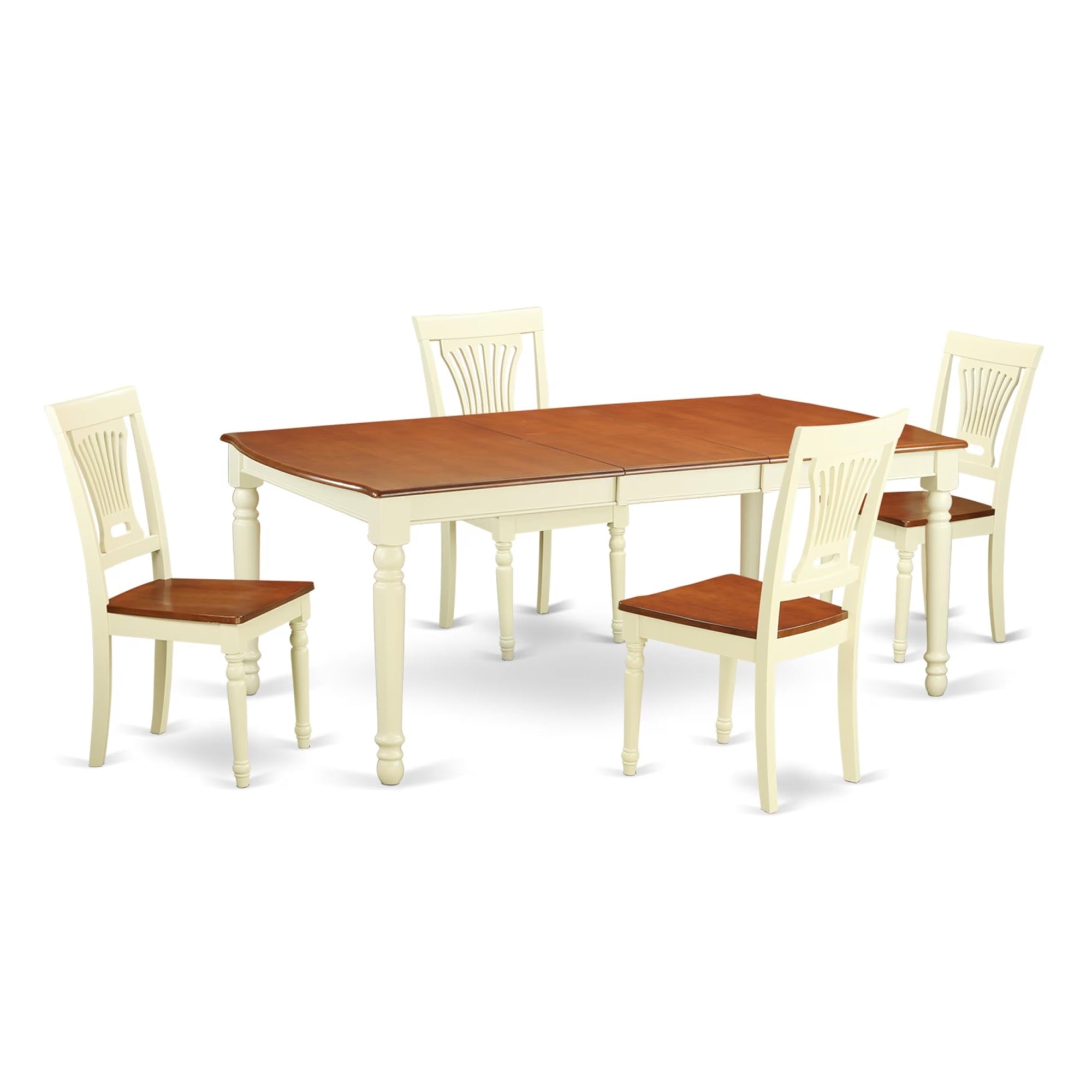 Casafoyer Dopl5-Whi-W 5 Piece Dining Room Furniture Set Includes A Rectangle Kitchen Table With  Leaf And 4 Dining Chairs, 42X78 Inch, Buttermilk & Cherry
