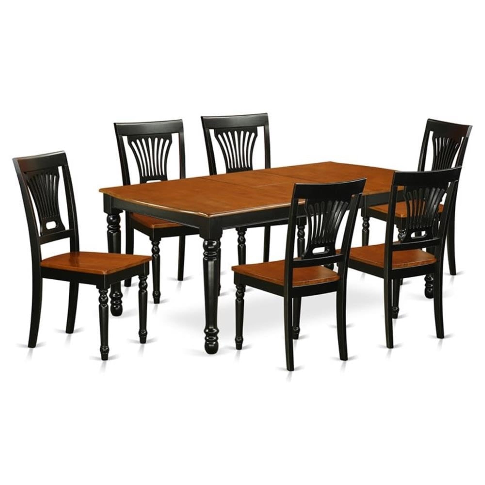 Casafoyer Dopl7-Bch-W Dover 7 Piece Set Consist Of A Rectangle Dining Room Table With  Leaf And 6 Wooden Seat Chairs, 42X78 Inch, Black & Cherry