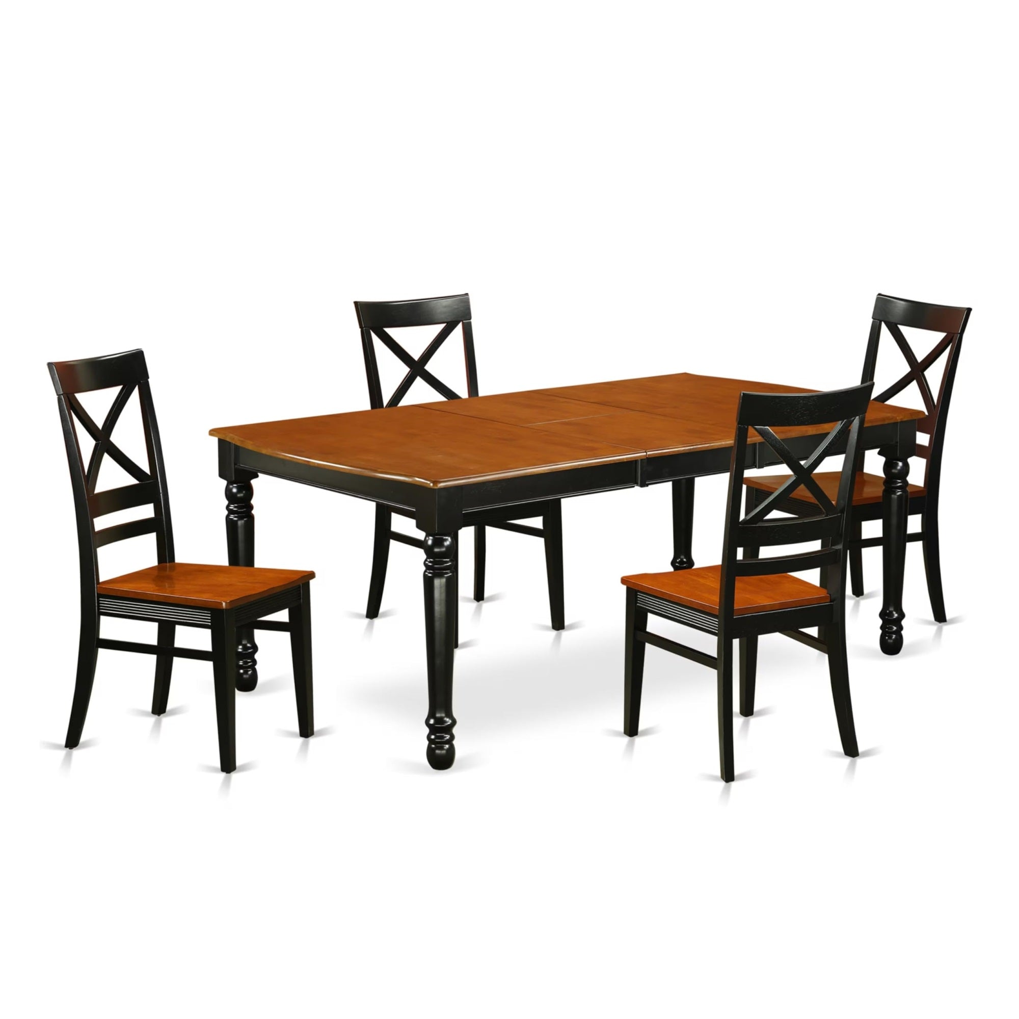 Casafoyer Doqu5-Bch-W Dover 5 Piece Modern Set Includes A Rectangle Wooden Table With  Leaf And 4 Kitchen Dining Chairs, 42X78 Inch, Black & Cherry