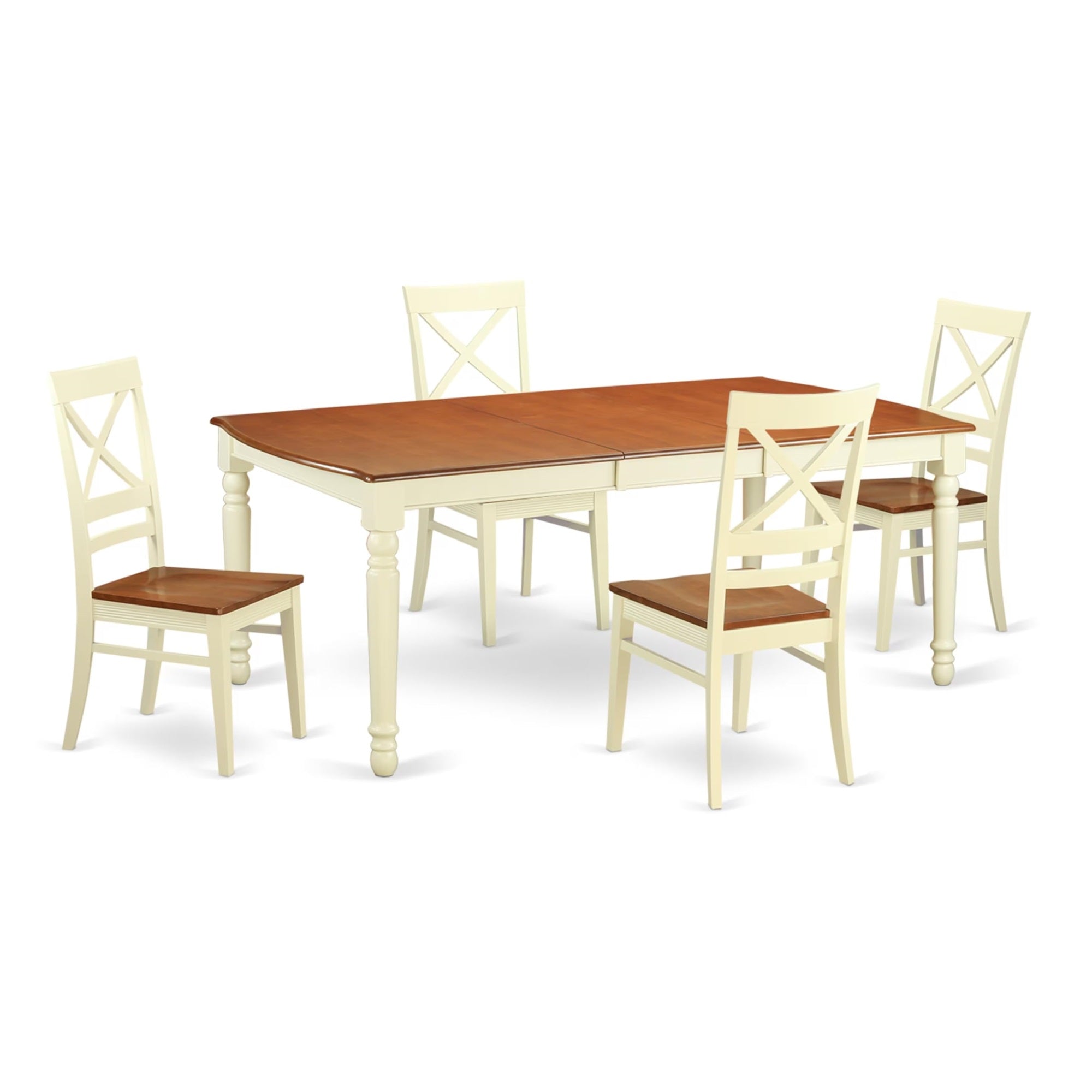 Casafoyer Doqu5-Whi-W 5 Piece Room Set Includes A Rectangle Kitchen Table With  Leaf And 4 Dining Chairs, 42X78 Inch, Buttermilk & Cherry