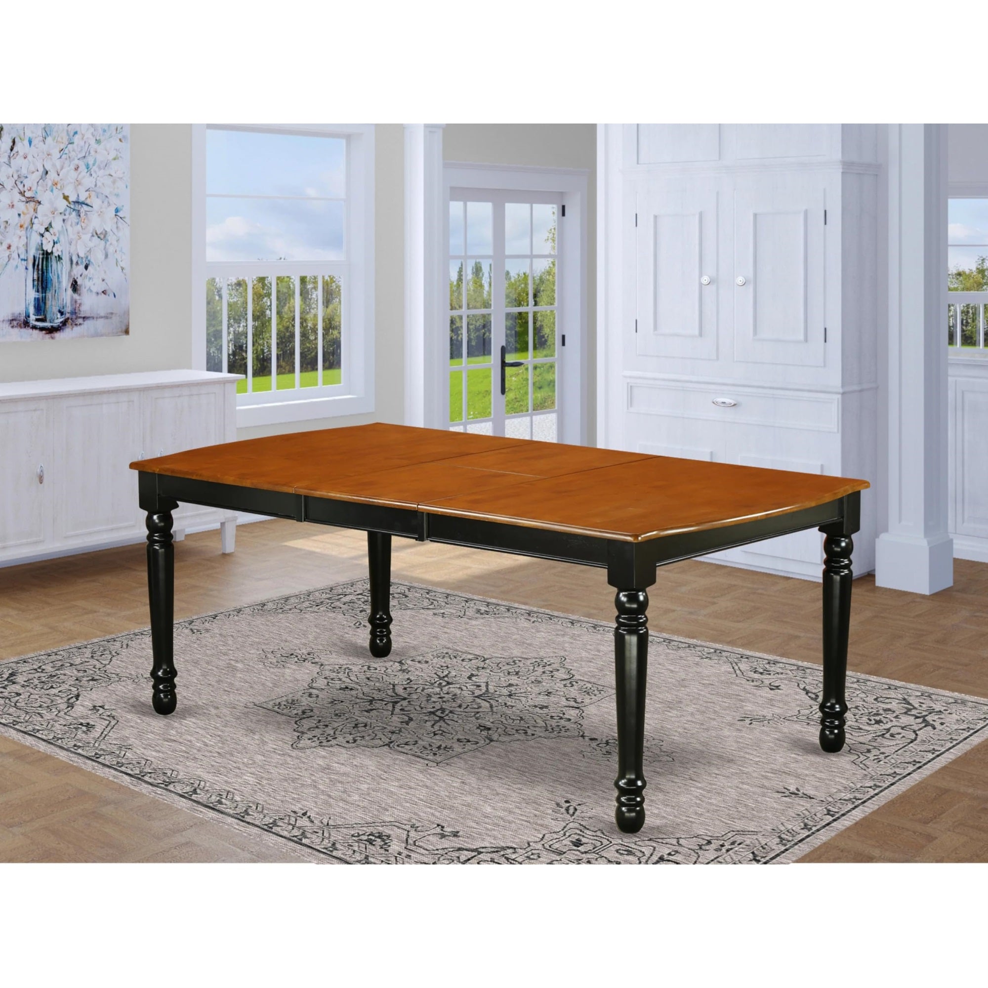 East West Furniture Dot-Bch-T Dover Kitchen Dining Table - A Rectangle Wooden Table Top With Butterfly Leaf & Stylish Legs, 42X78 Inch, Black & Cherry
