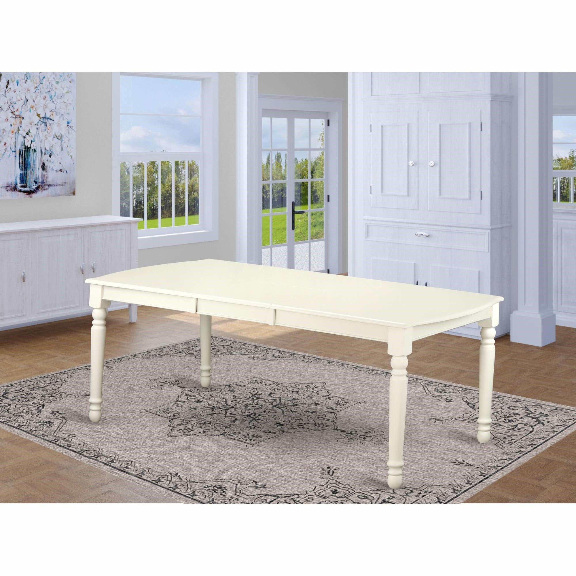 East West Furniture Dot-Lwh-T Dover Modern Kitchen Table - A Rectangle Dining Table Top With Butterfly Leaf & Stylish Legs, 42X78 Inch, Linen White