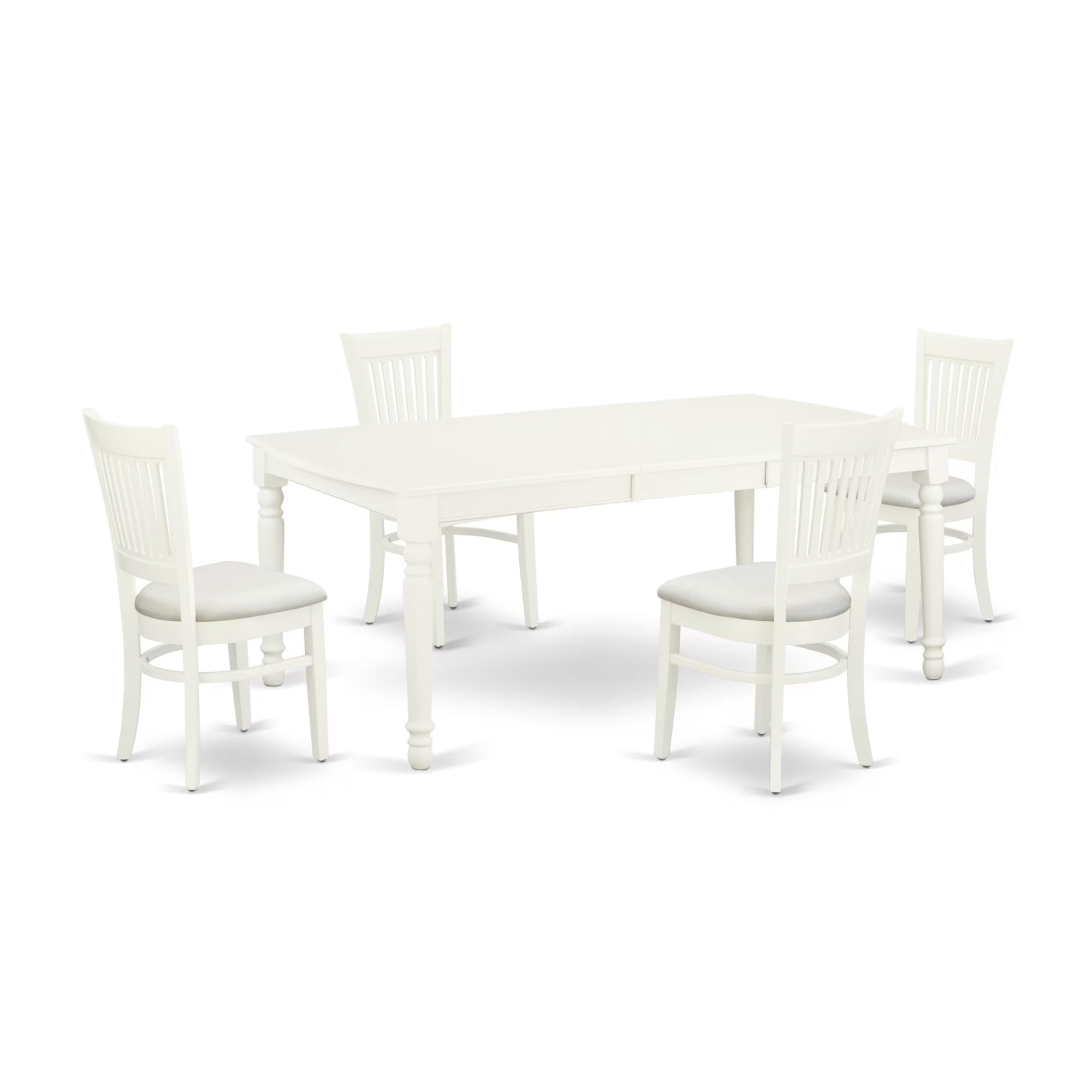 Casafoyer Dova5-Lwh-C Dover 5 Piece Modern Dining Set Includes A Rectangle Wooden Table With  Leaf And 4 Linen Fabric Upholstered Chairs, 42X78 Inch