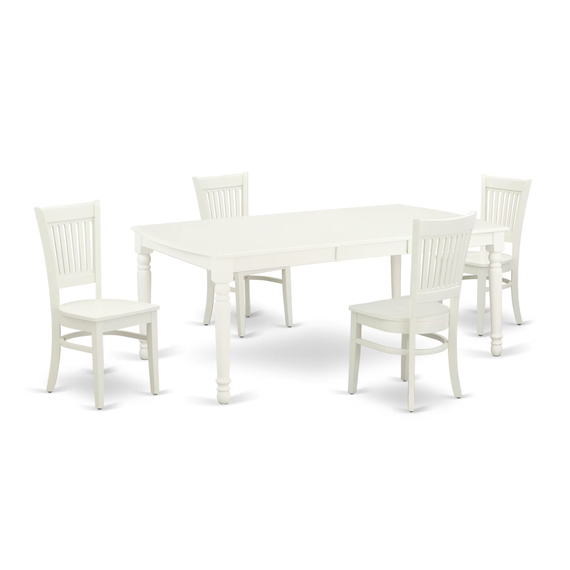 Casafoyer Dova5-Lwh-W Dover 5 Piece Dining Set For 4 Includes A Rectangle Kitchen Table With  Leaf And 4 Dinette Chairs, 42X78 Inch
