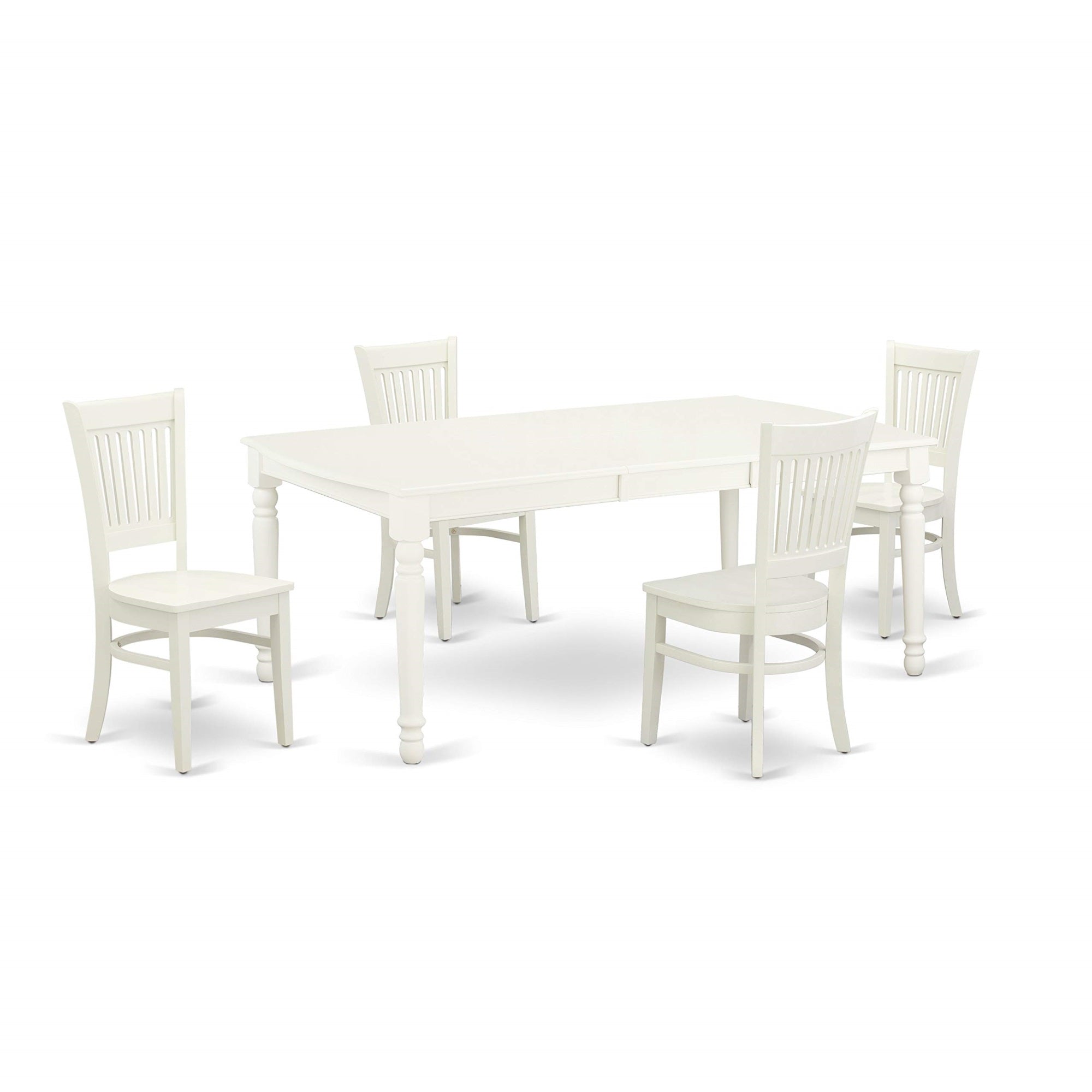 Ergode Dova5-Lwh-W, 5 Piece Dining Table Set, Linen White Hardwood Table, 4 Solid Wood Chairs, High-Quality Rubberwood, Easy To Clean, Seats 4