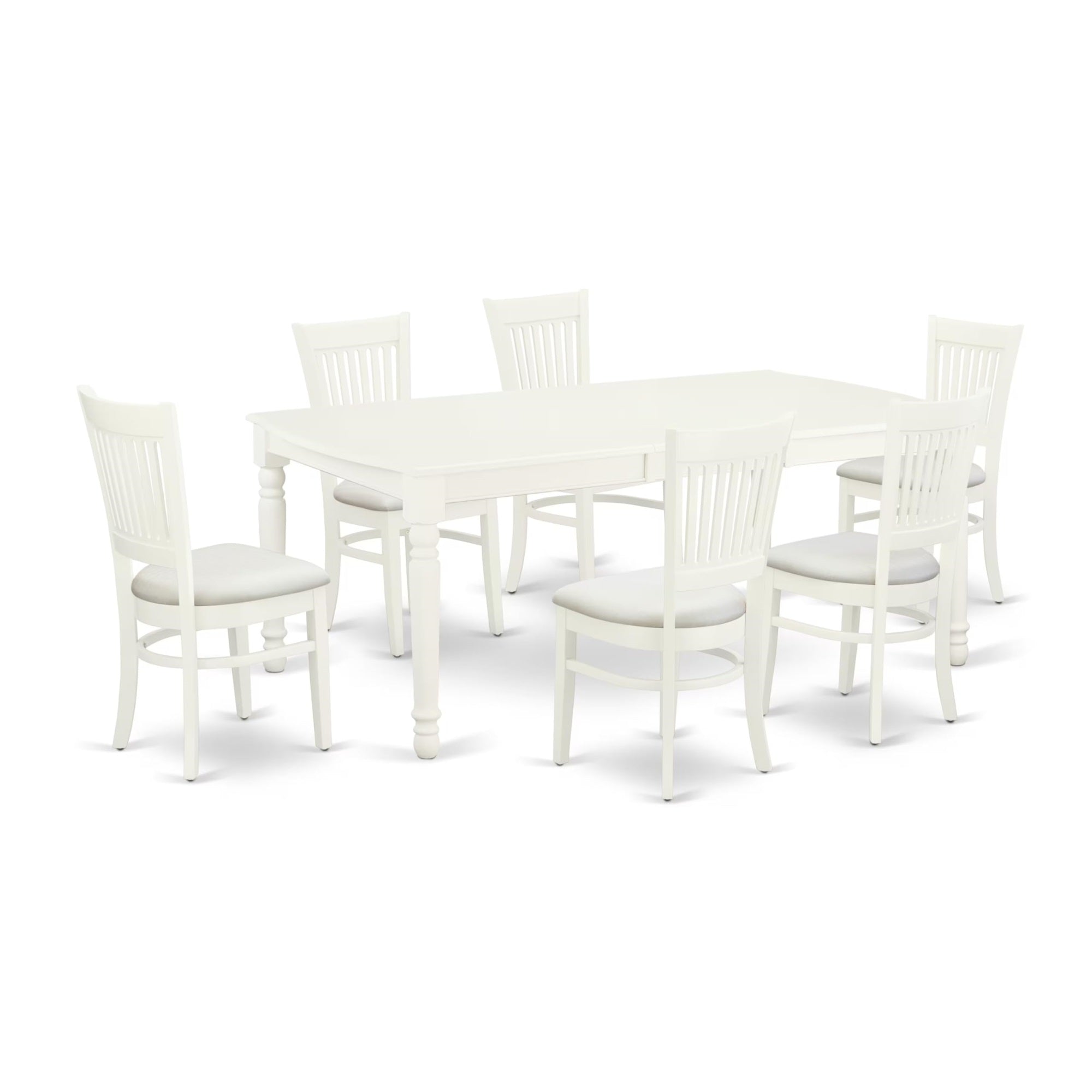 Casafoyer Dova7-Lwh-C Dover 7 Piece Dining Room Set Consist Of A Rectangle Kitchen Table With  Leaf And 6 Linen Fabric Upholstered Chairs, 42X78 Inch