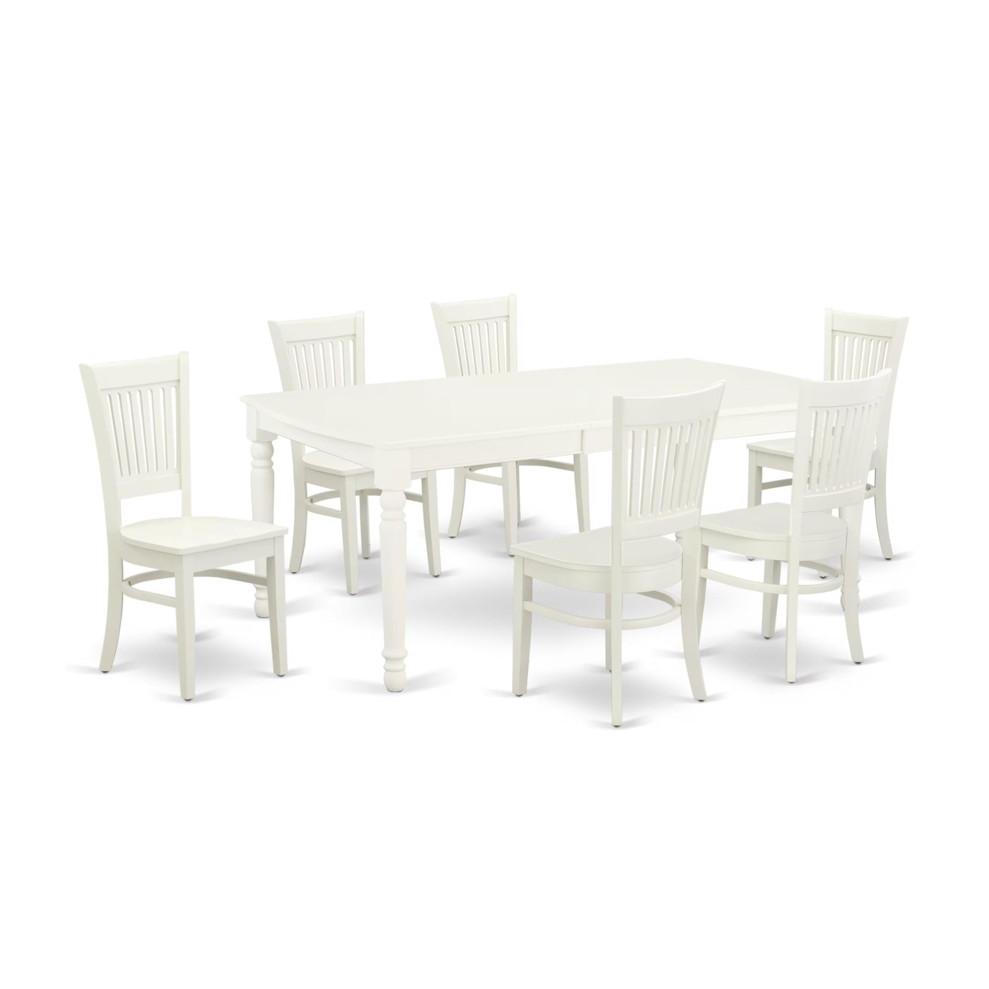 Casafoyer Dova7-Lwh-W Dover 7 Piece Set Consist Of A Rectangle Dining Room Table With  Leaf And 6 Wood Seat Chairs, 42X78 Inch