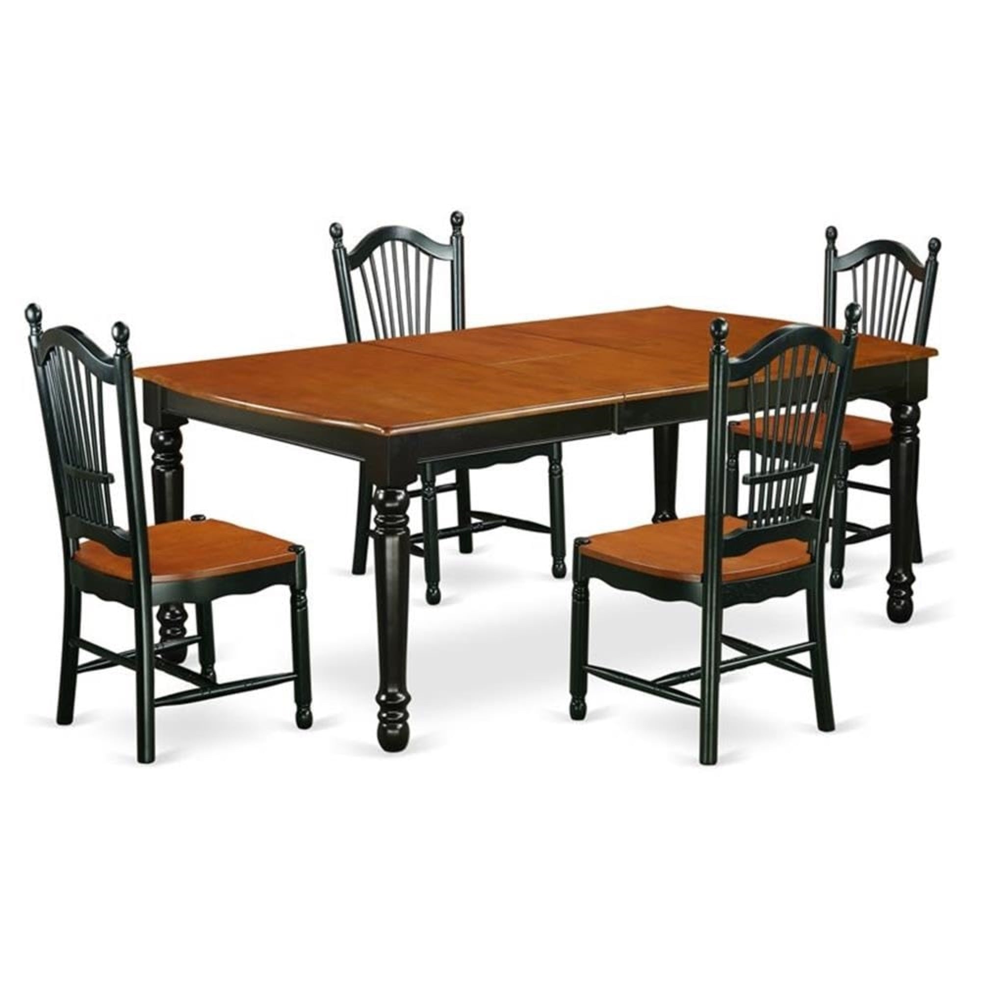 Casafoyer Dove5-Bch-W Dover 5 Piece Kitchen Set Includes A Rectangle Room Table With  Leaf And 4 Dining Chairs, 42X78 Inch, Black & Cherry