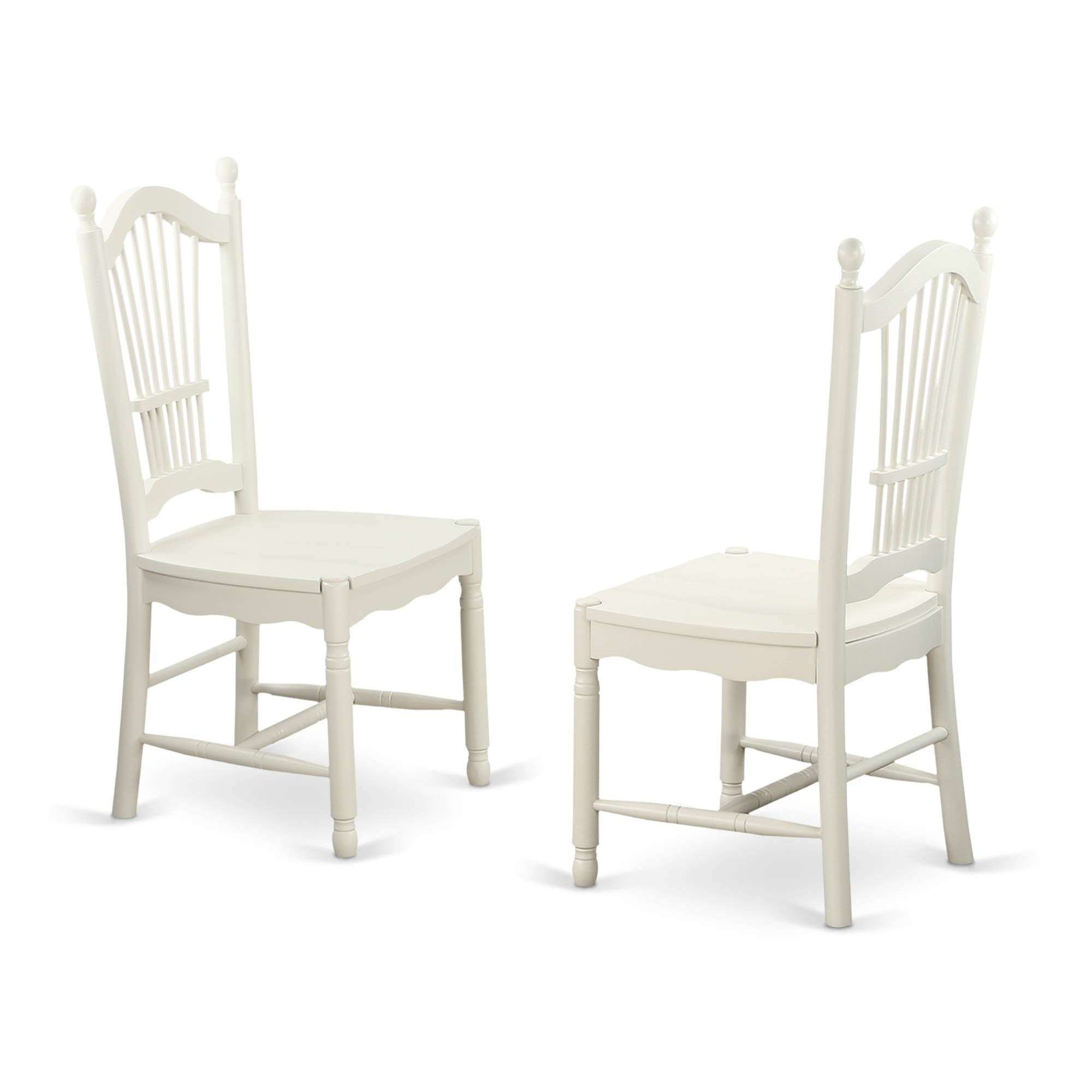 Ergode Dove5-Lwh-W, 5-Piece Dinner Table Set, Butterfly Leaf Table & 4 Wood Seat Chairs, Linen White, 42X78 Inch