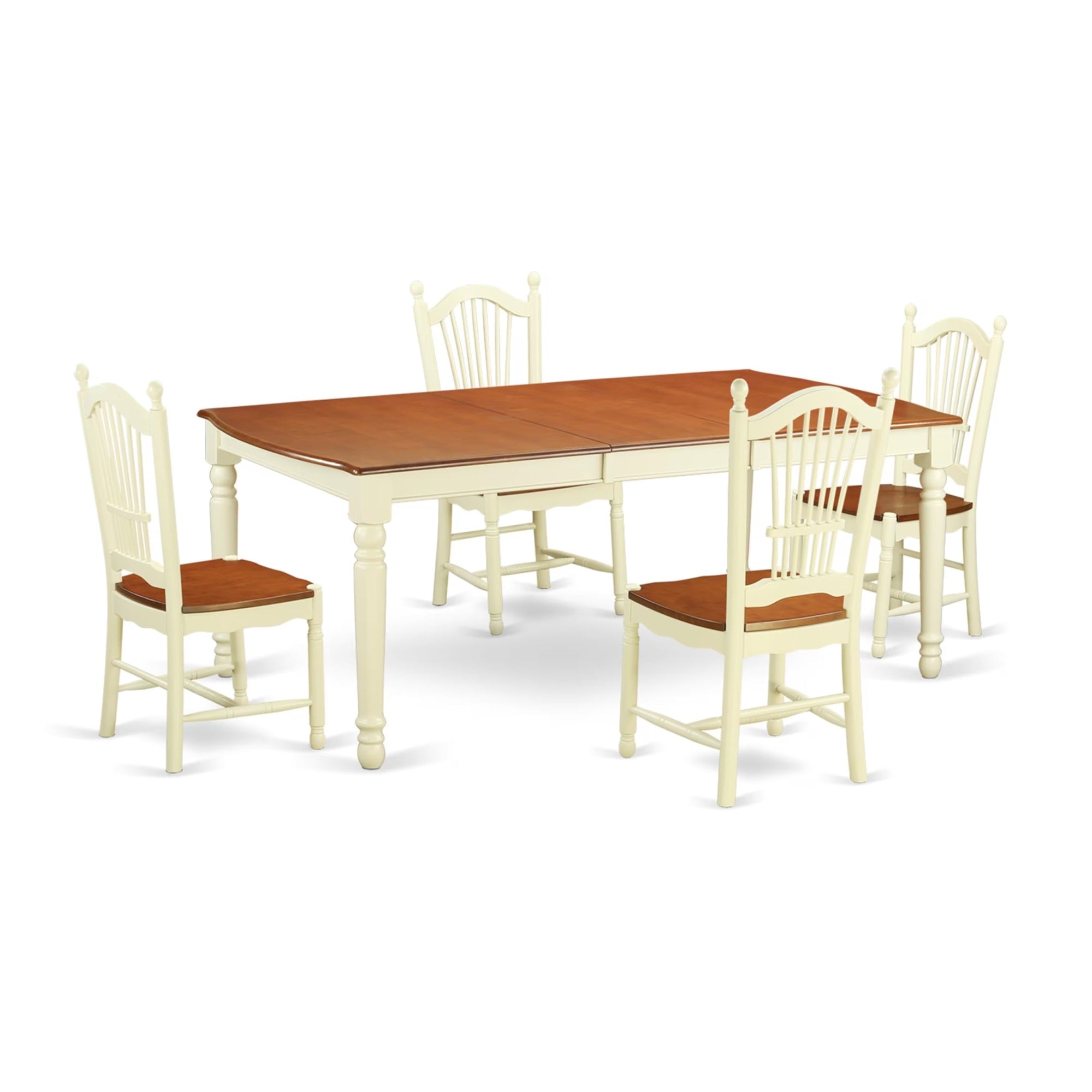 Casafoyer Dove5-Whi-W Dover 5 Piece Modern Set Includes A Rectangle Wooden Table With  Leaf And 4 Kitchen Dining Chairs, 42X78 Inch, Buttermilk & Cherry