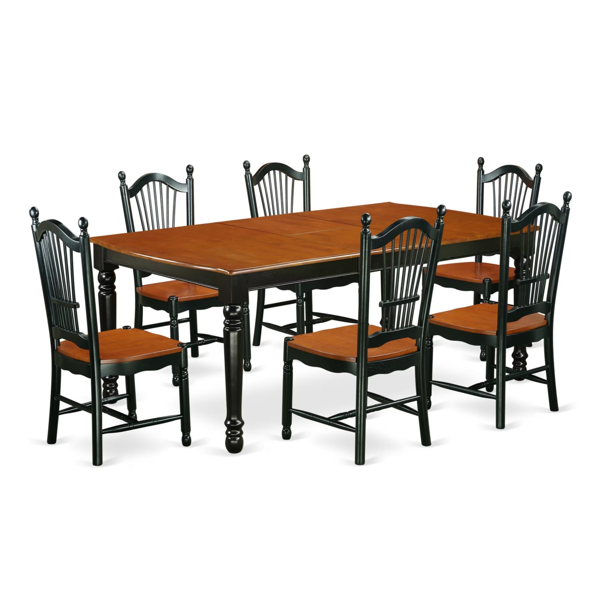 Casafoyer Dove7-Bch-W Dover 7 Piece Modern Set Consist Of A Rectangle Wooden Table With  Leaf And 6 Dining Room Chairs, 42X78 Inch, Black & Cherry