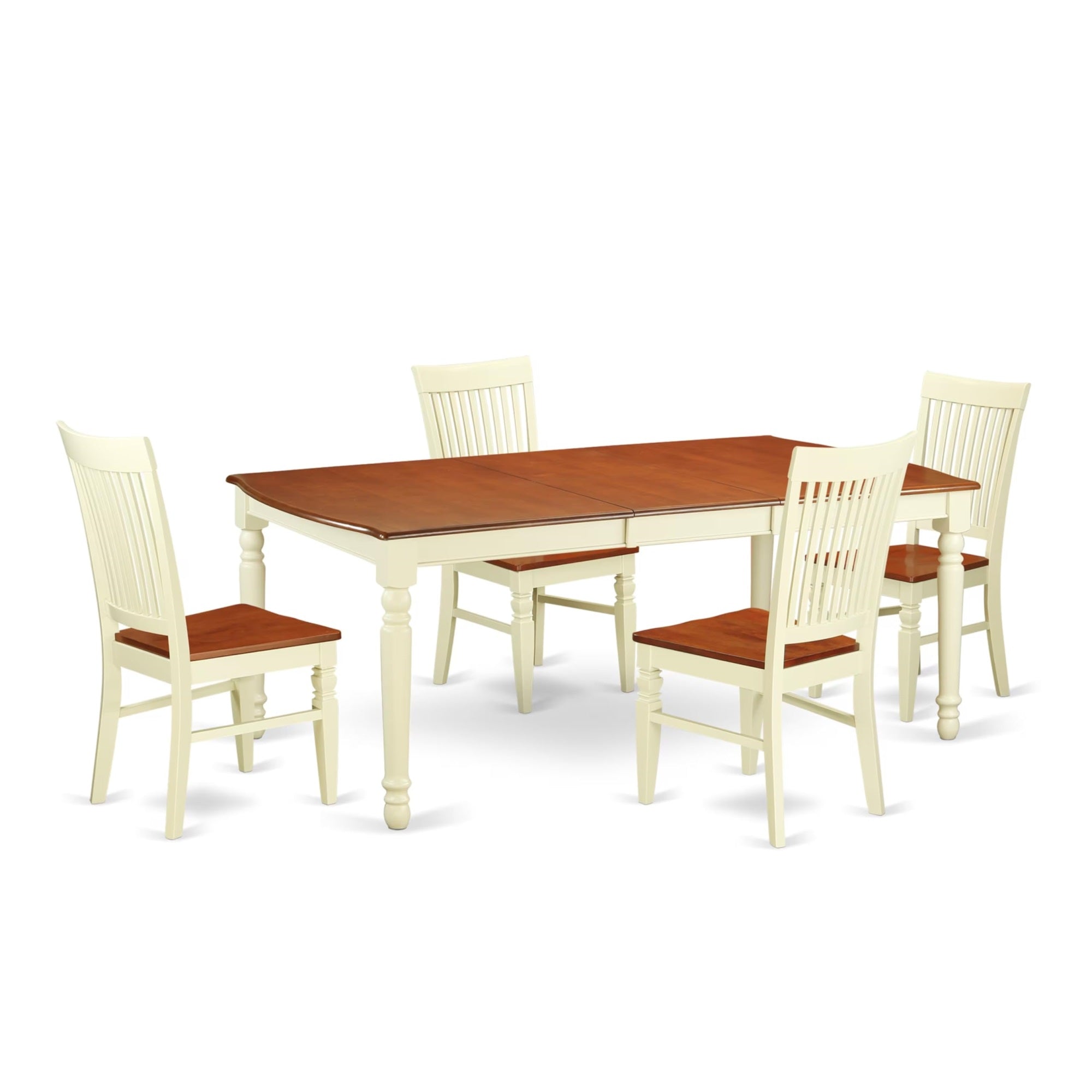Casafoyer Dowe5-Bmk-W Dover 5 Piece Modern Set Includes A Rectangle Wooden Table With  Leaf And 4 Dining Room Chairs, 42X78 Inch, Buttermilk & Cherry