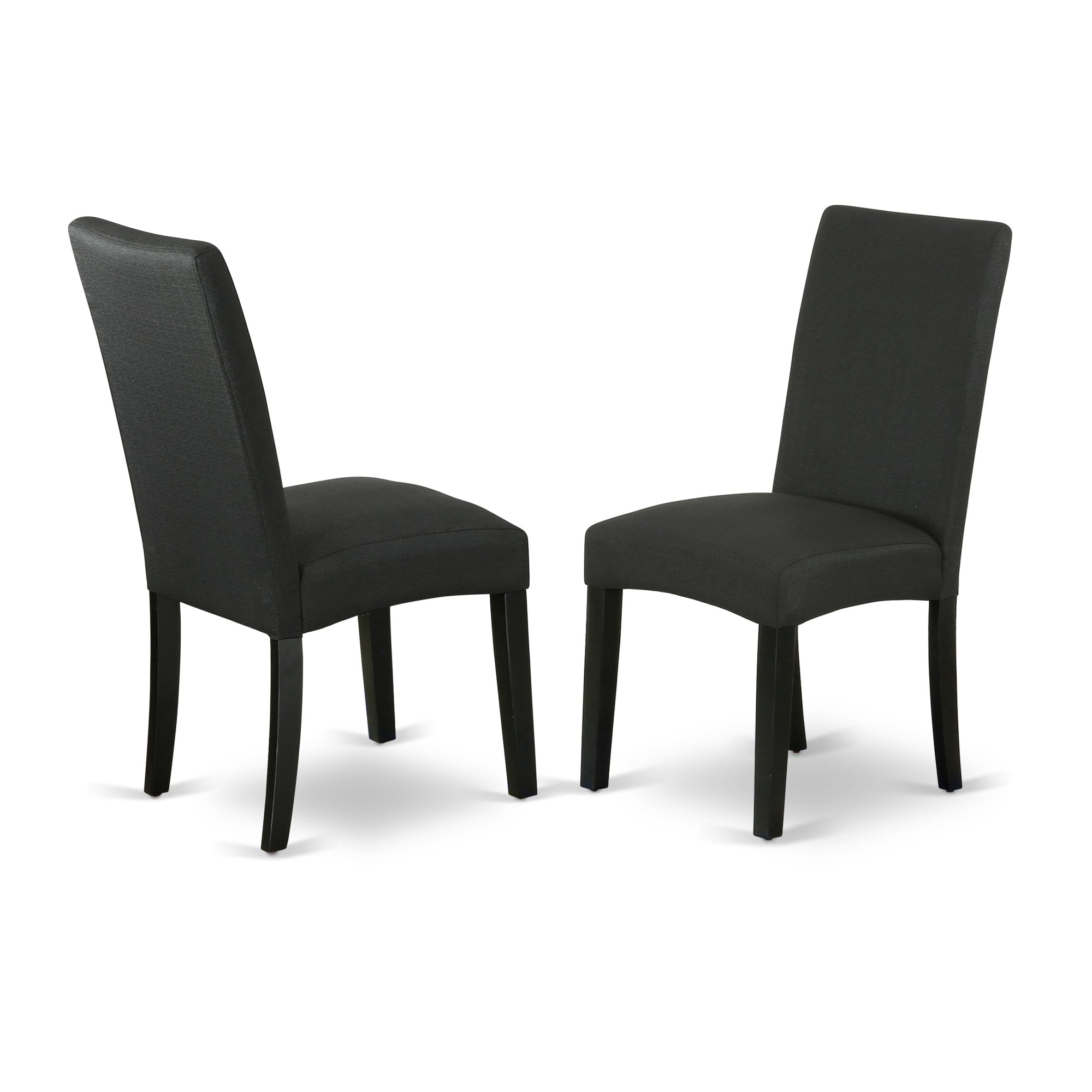 Set Of 2 Chairs Drp1T24 Parson Chair With Black Finish Leg And Linen Fabric- Black Color