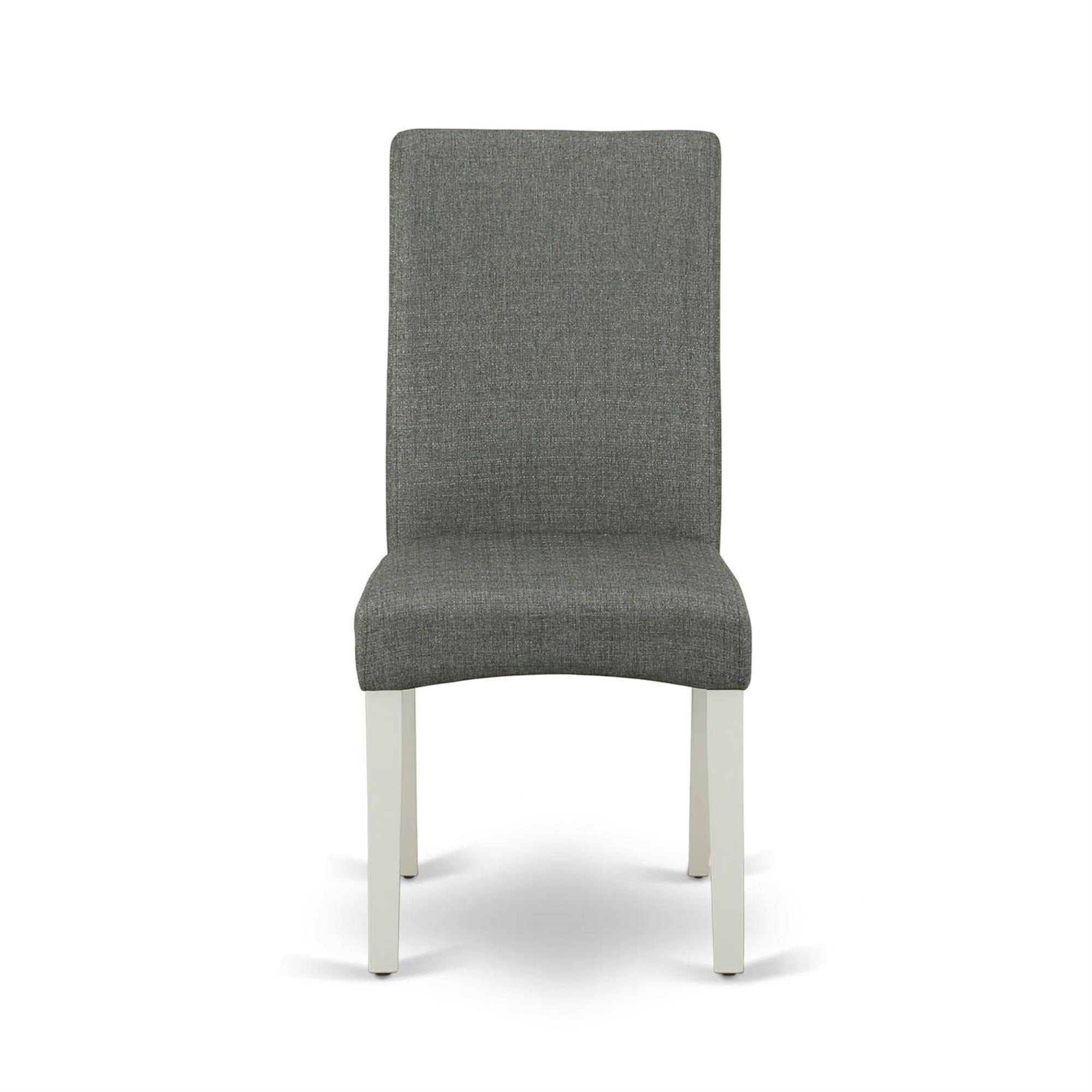 East West Furniture Drp2T07 Driscol Parson Dining Chairs - Gray Linen Fabric Padded Chairs, Set Of 2, Linen White