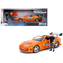 Jada 30738 275 In Metallic With Brian Diecast Figurine Fast & Furious Movie 1 By 24 Diecast Model Car For 1995 Toyota Supra,