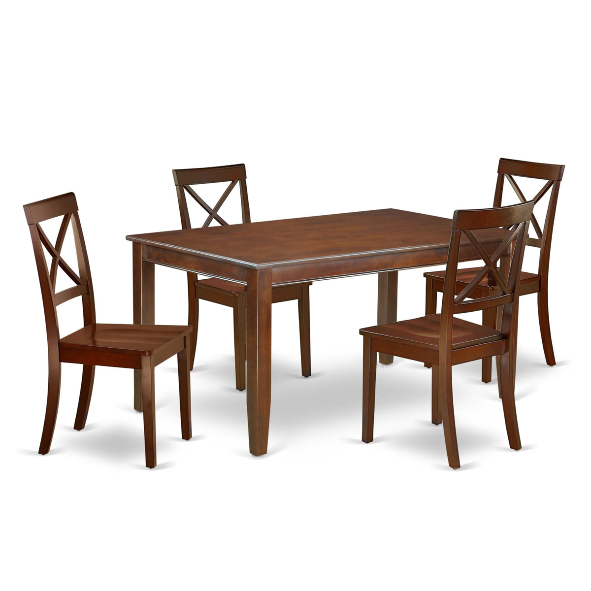 Casafoyer Dubo5-Mah-W Dudley 5 Piece Room Set Includes A Rectangle Kitchen Table And 4 Dining Chairs, 36X60 Inch, Mahogany