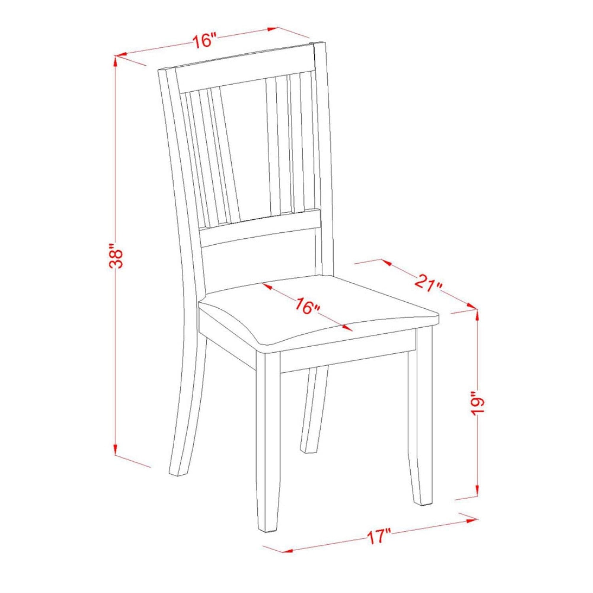East West Furniture Dudley Dining Room Slat Back Solid Wood Chairs, Faux Leather Upholstered Seat, Duc-Blk-Lc