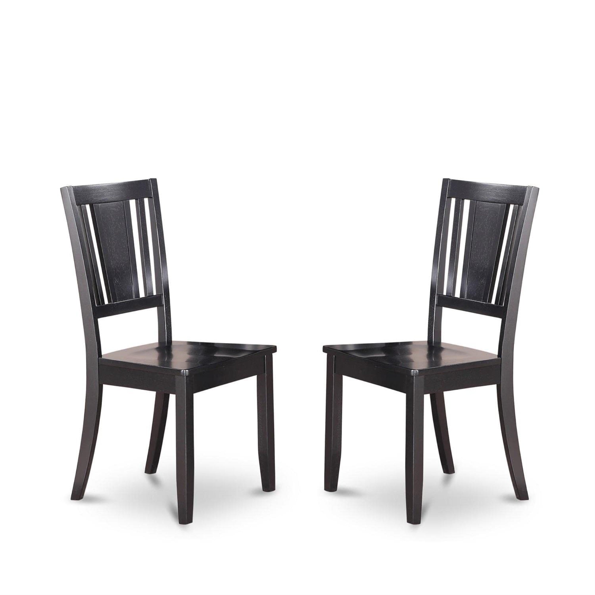 Casafoyer Duc-Blk-W Dudley Dining Room Chairs - Slat Back Solid Wood Seat Chairs, Set Of 2, Black