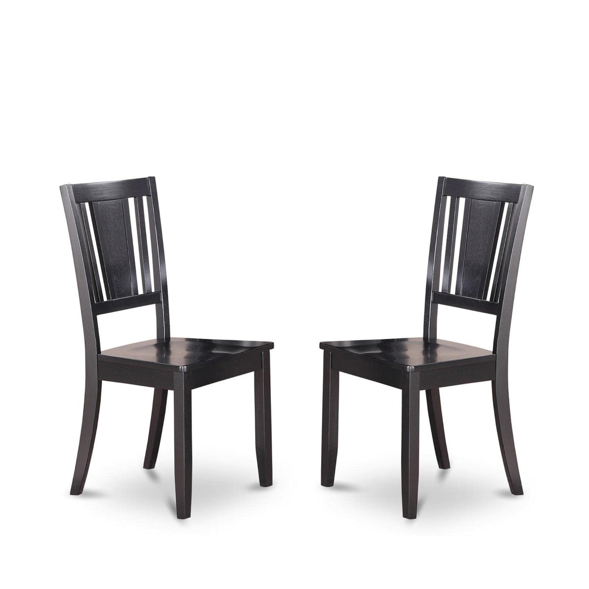 Casafoyer Duc-Blk-W Dudley Dining Room Chairs - Slat Back Solid Wood Seat Chairs, Set Of 2, Black