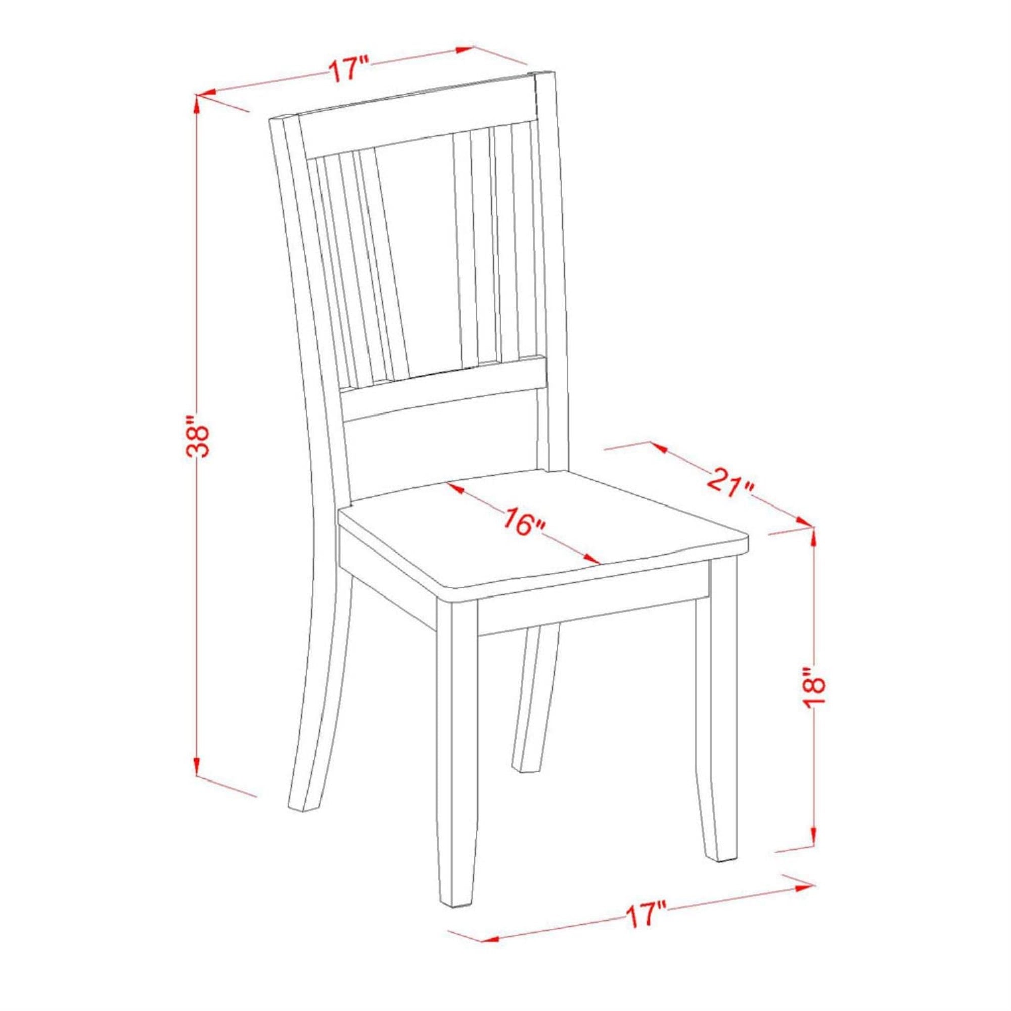 East West Furniture Dudley Dining Room Slat Back Solid Wood Seat Chairs, Duc-Mah-W