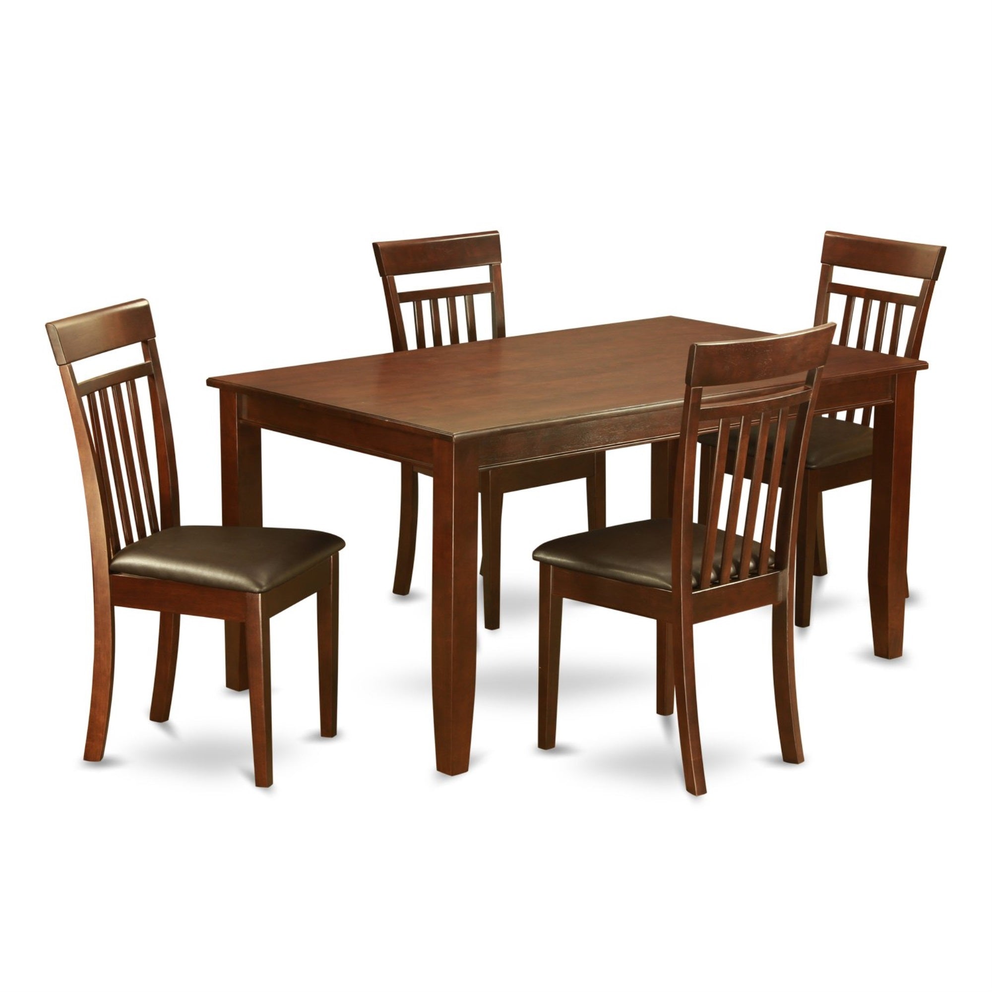 Ergode Duca5-Mah-Lc Dudley 5 Piece Room Set, Rectangle Kitchen Table, 4 Faux Leather Dining Chairs, Mahogany, 36X60 Inch