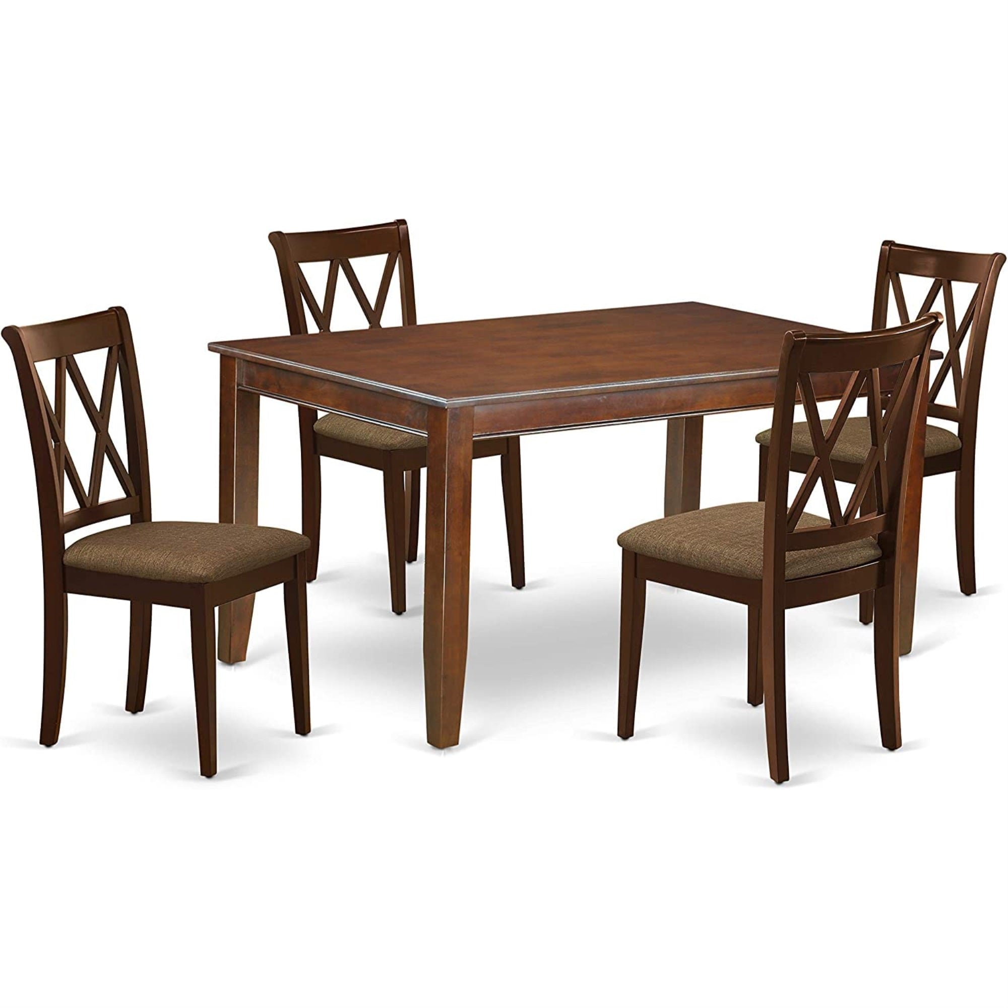 Ergode Ducl5-Mah-C 5-Piece Dining Table Set, Asian Wood, Mid-Century Lifetime Table, Ergode Kitchen Dining Chairs, Sturdy & Stylish, 4 Chairs & Rectangle Table, Mahogany Finish, 36X60 Inch