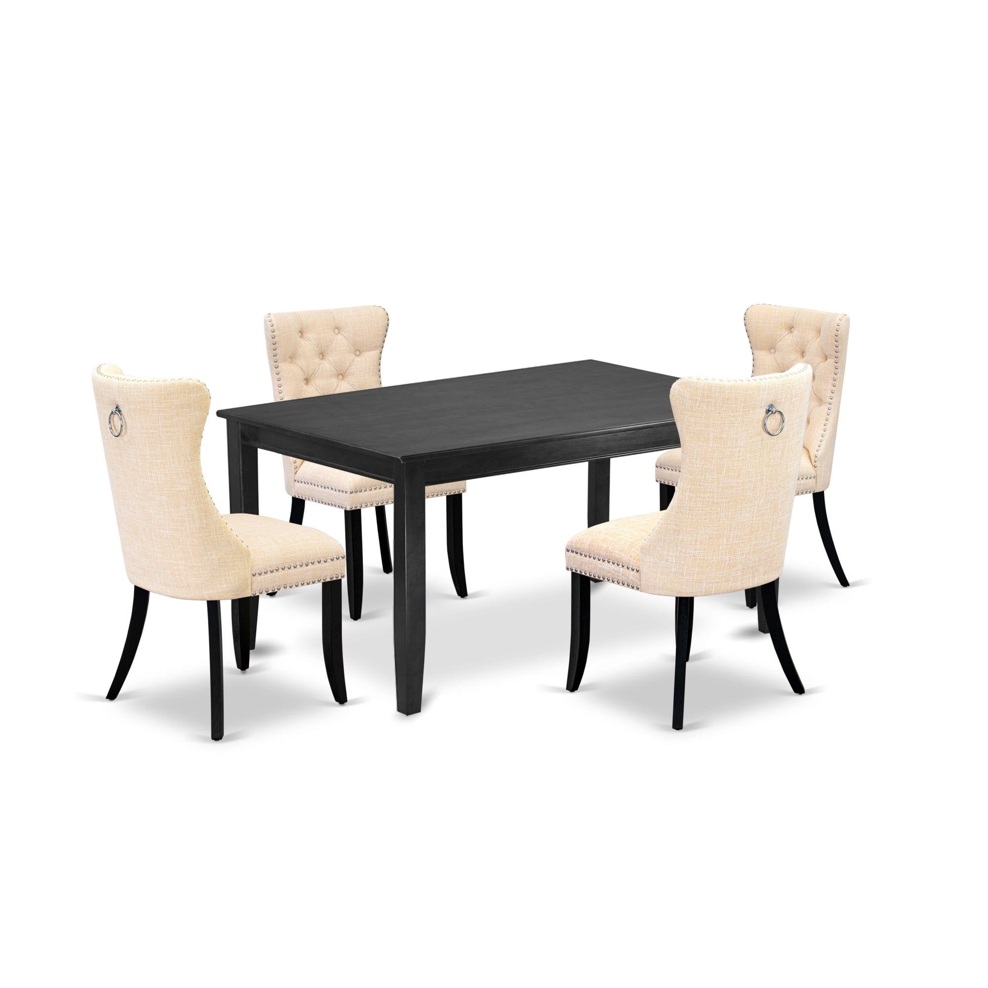 East West Furniture Duda5-Blk-32 5 Piece Kitchen Table Set Consists Of A Rectangle Dining Table And 4 Padded Parson Chairs, 36X60 Inch, Black