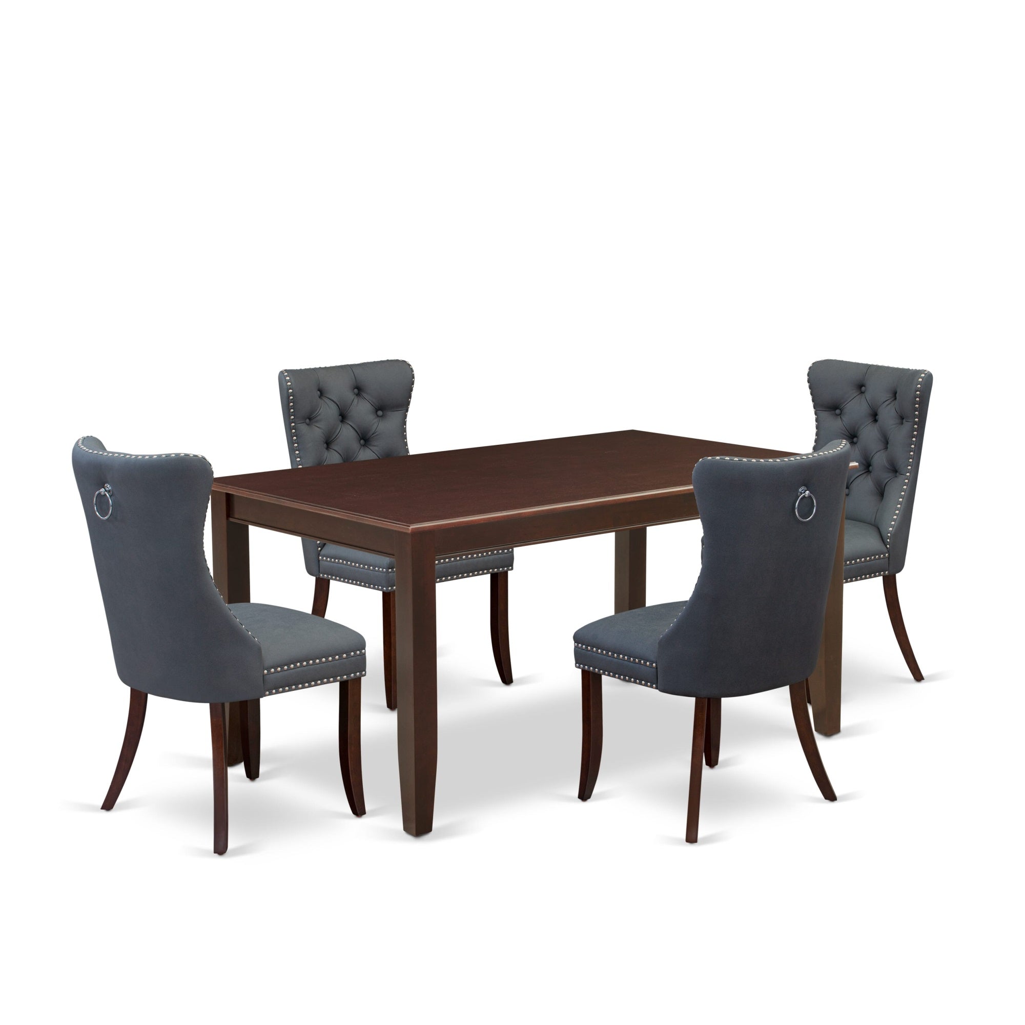 East West Furniture Duda5-Mah-13 5 Piece Dining Set Consists Of A Rectangle Kitchen Table And 4 Upholstered Parson Chairs, 36X60 Inch, Mahogany