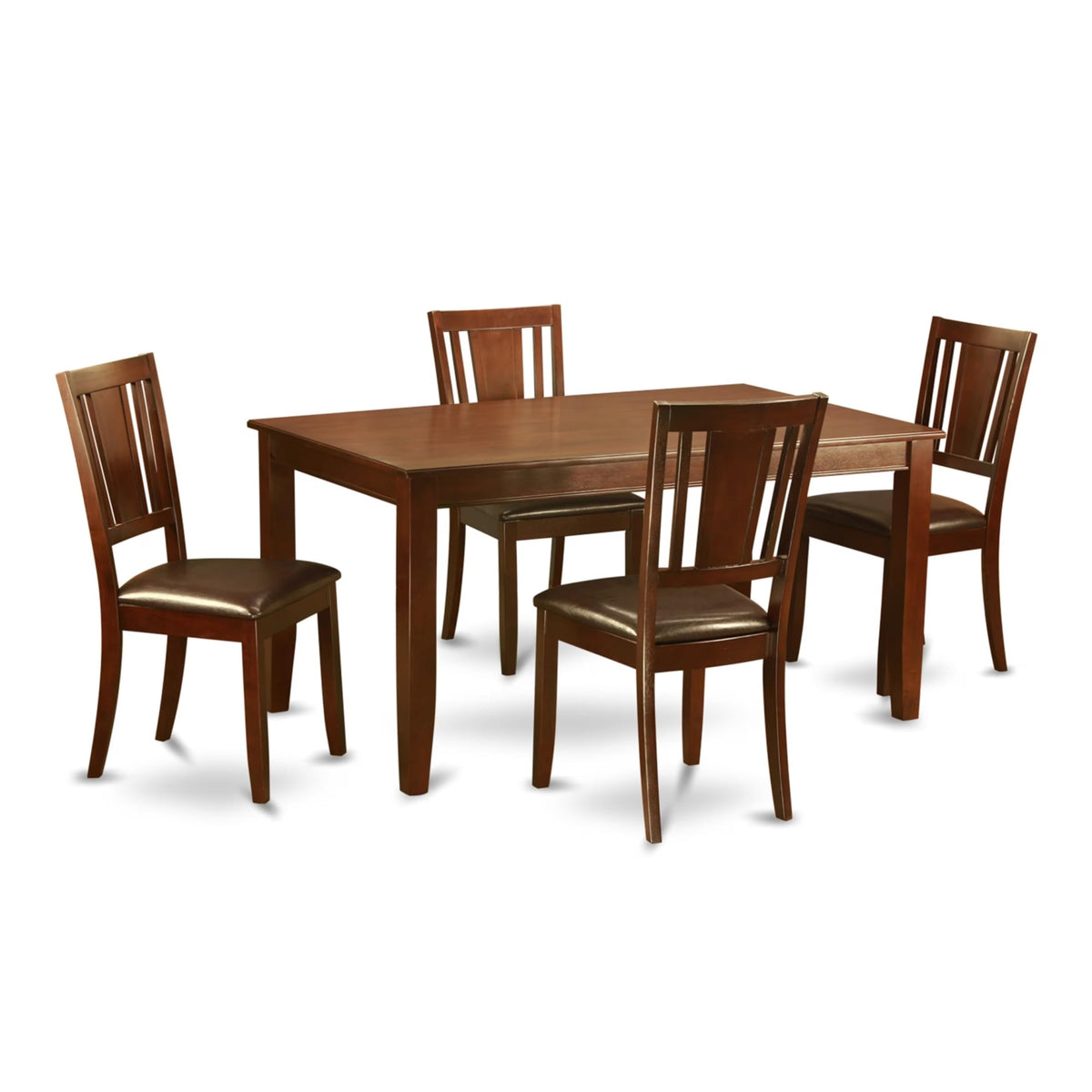 Casafoyer Dudl5-Mah-Lc Dudley 5 Piece Room Set Includes A Rectangle Kitchen Table And 4 Faux Leather Upholstered Dining Chairs, 36X60 Inch