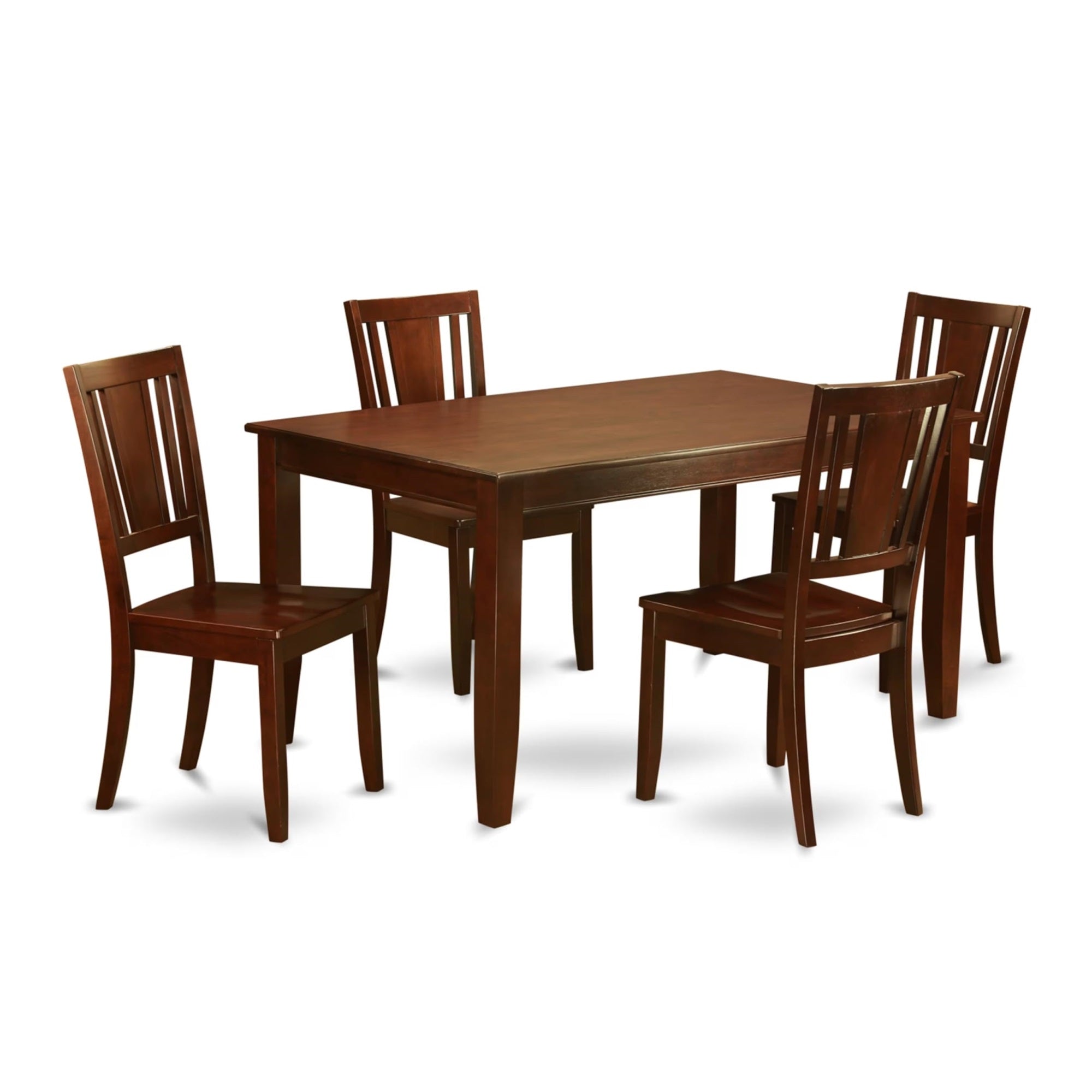 Casafoyer Dudl5-Mah-W Dudley 5 Piece Kitchen Set Includes A Rectangle Dining Room Table And 4 Solid Wood Seat Chairs, 36X60 Inch