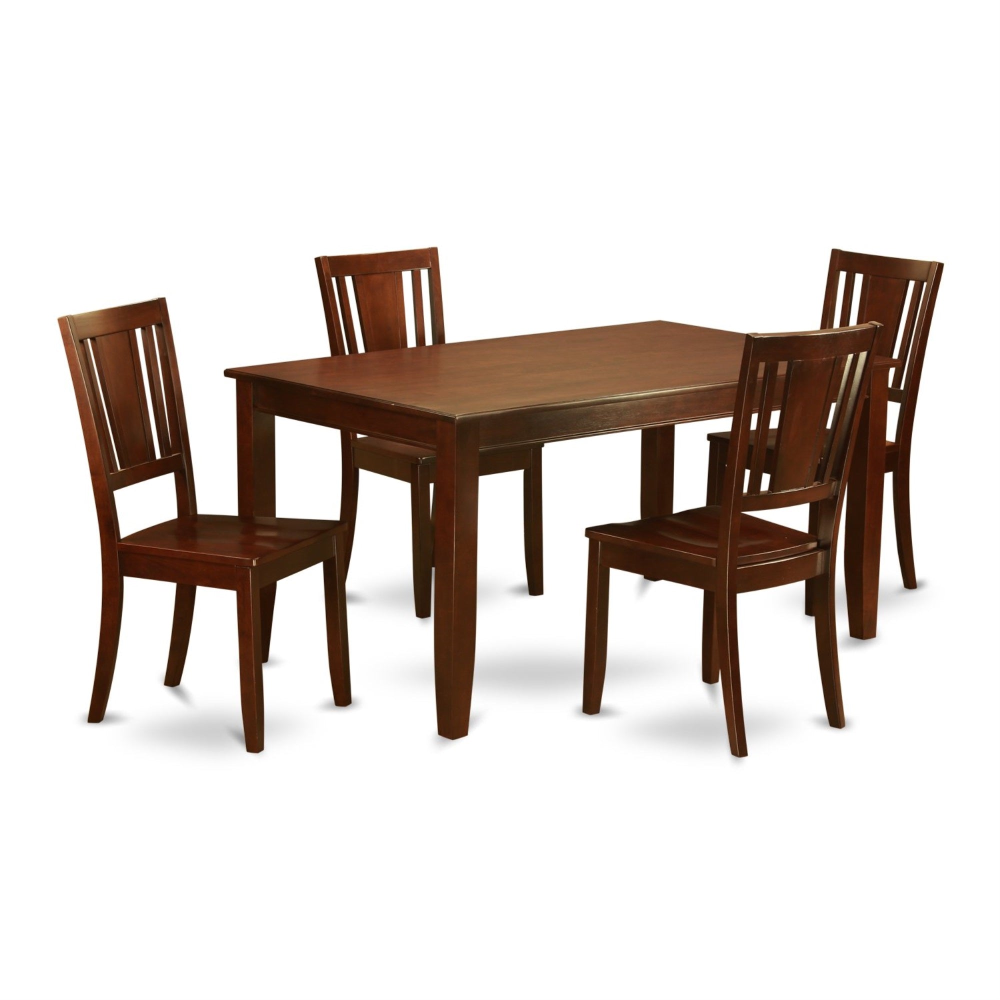 Ergode Dudl5-Mah-W, 5-Piece Kitchen Table Set, Rectangular Wooden Table & 4 Dining Chairs, Mahogany Finish, Easy Assembly, Asian Wood, 36X60 Inch