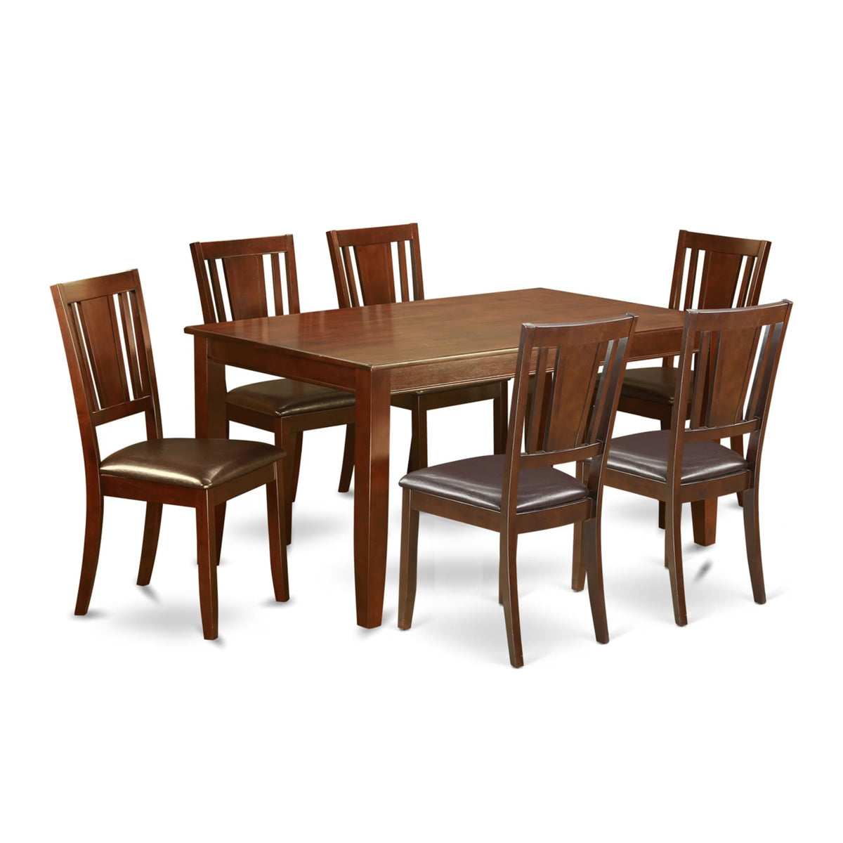Casafoyer Dudl7-Mah-Lc Dudley 7 Piece Modern Set Consist Of A Rectangle Wooden Table And 6 Faux Leather Kitchen Dining Chairs, 36X60 Inch
