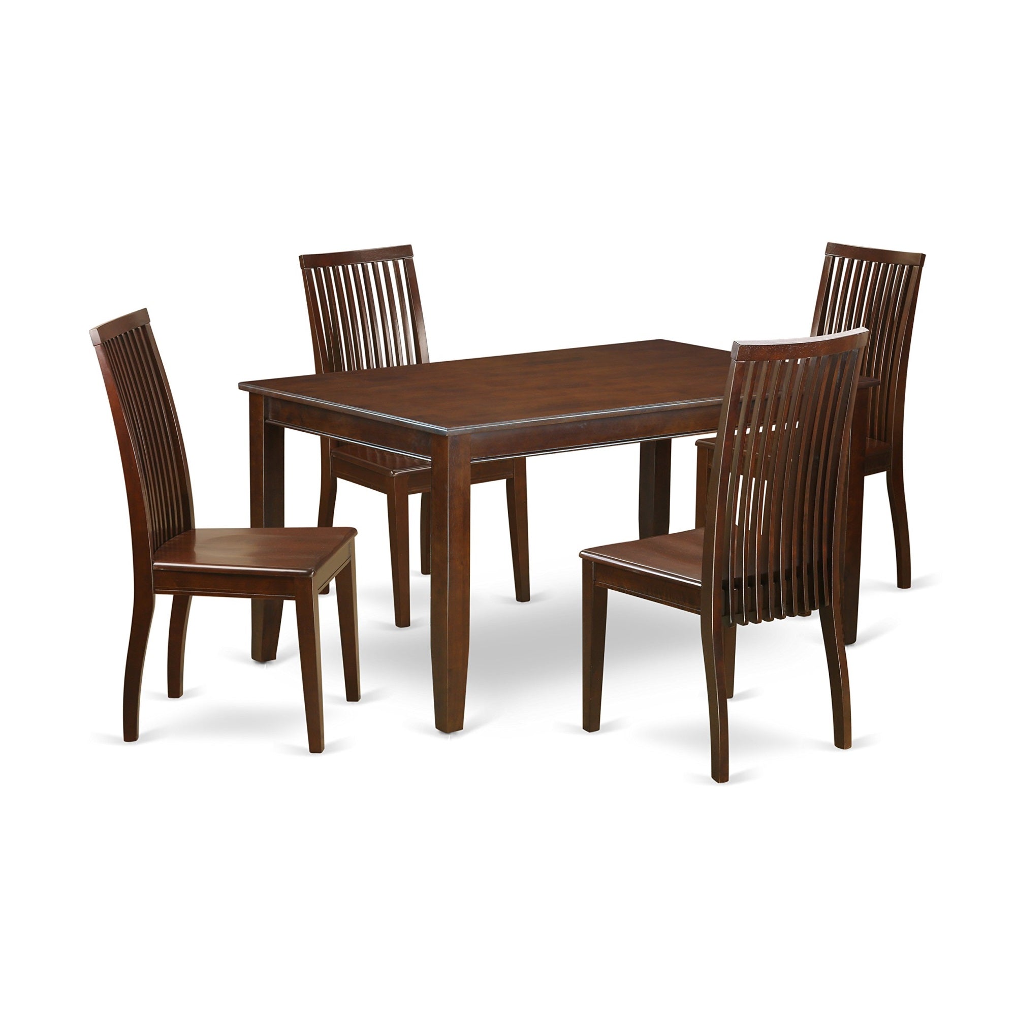 Ergode Duip5-Mah-W, 5-Piece Kitchen Table Set, Rectangle Dining Room Table & 4 Chairs, Mid-Century Style, Mahogany Finish, Easy Assembly, Dimensions: 36X60 Inch
