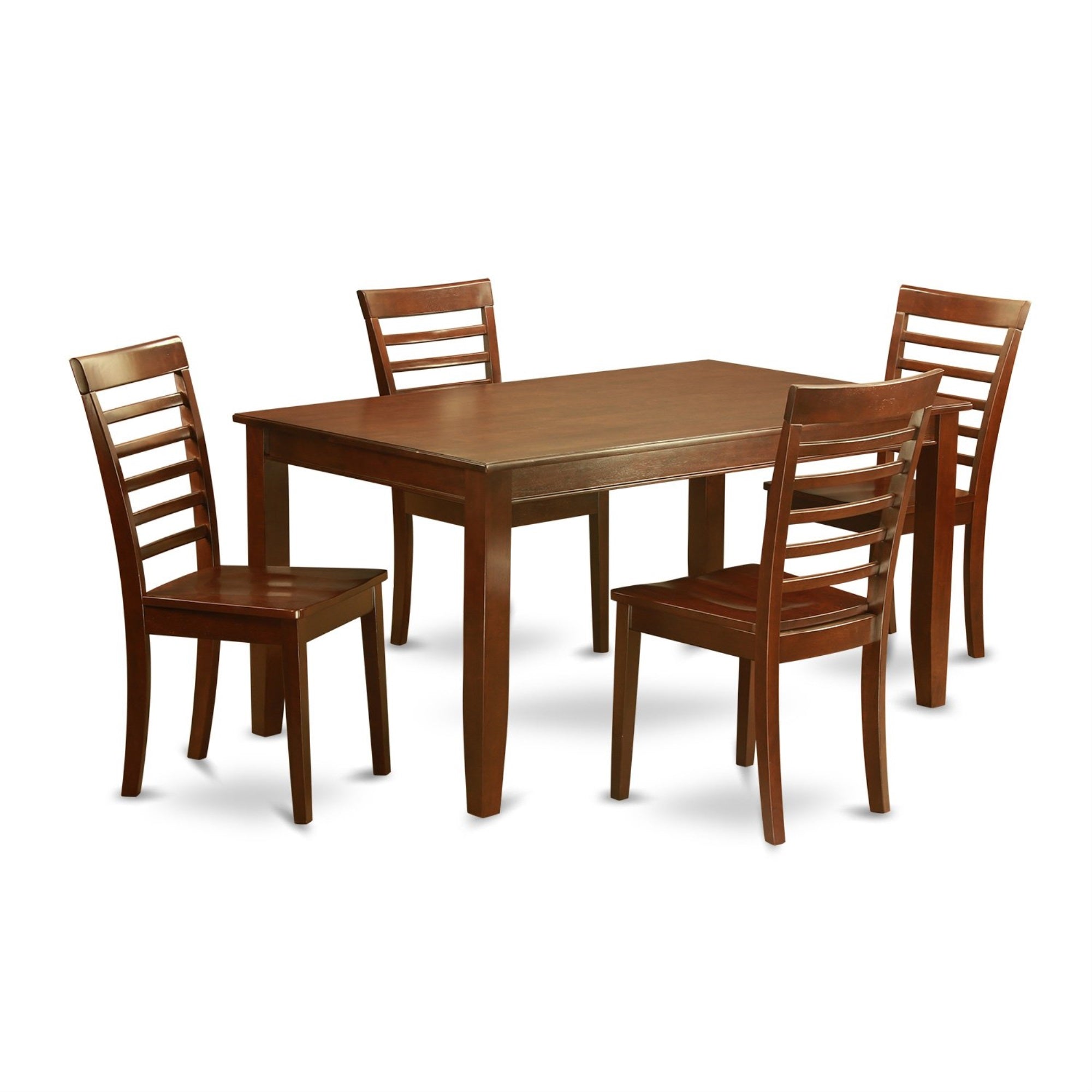 Ergode Duml5-Mah-W, 5-Piece Modern Dining Table Set, Mahogany Color, Rectangular Table & 4 Wooden Chairs, Durable Asian Wood, Versatile & Space-Saving, Easy Assembly, Customer Satisfaction Guaranteed