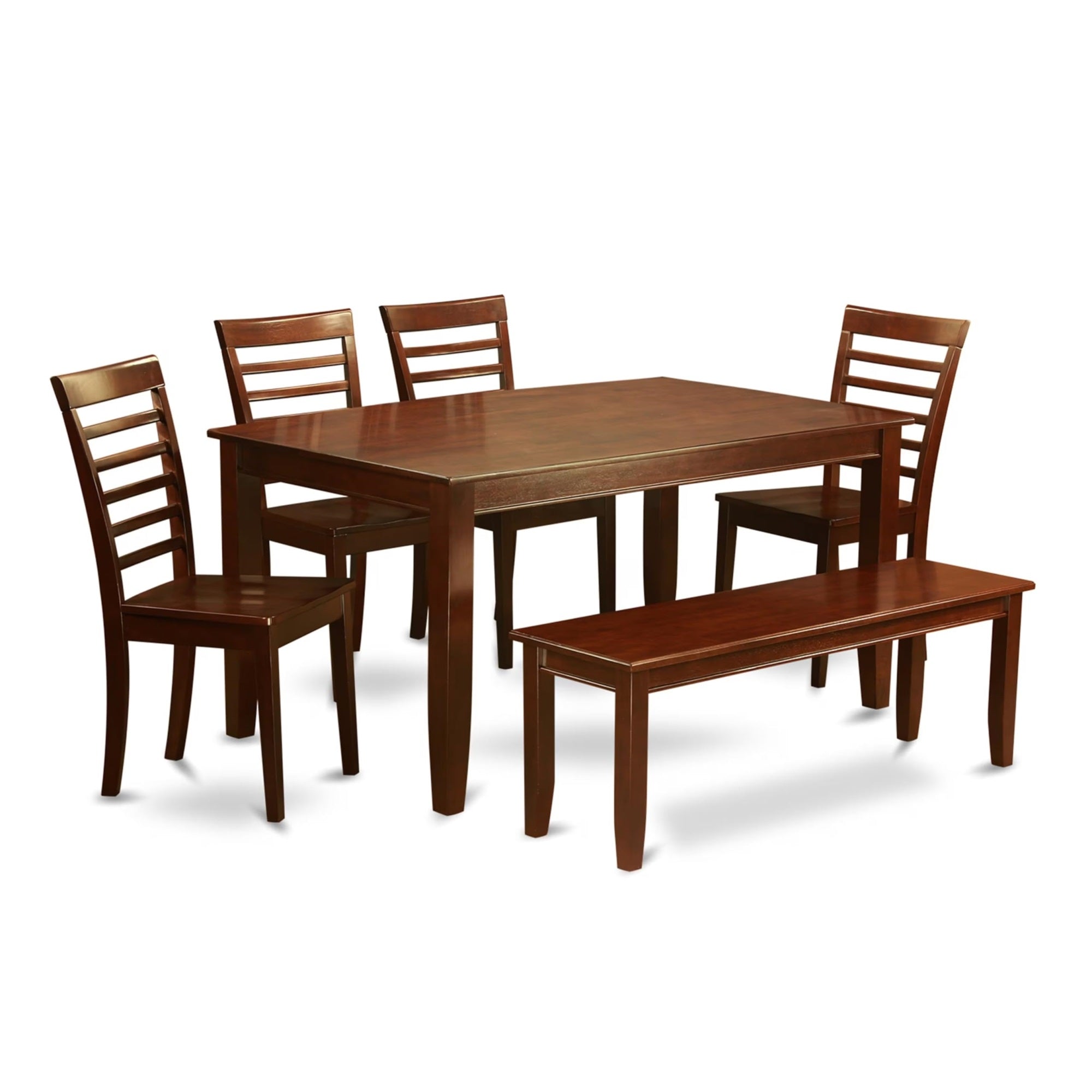 Casafoyer Duml6D-Mah-W Dudley 6 Piece Kitchen Set Contains A Rectangle Table And 4 Dining Room Chairs With A Bench, 36X60 Inch