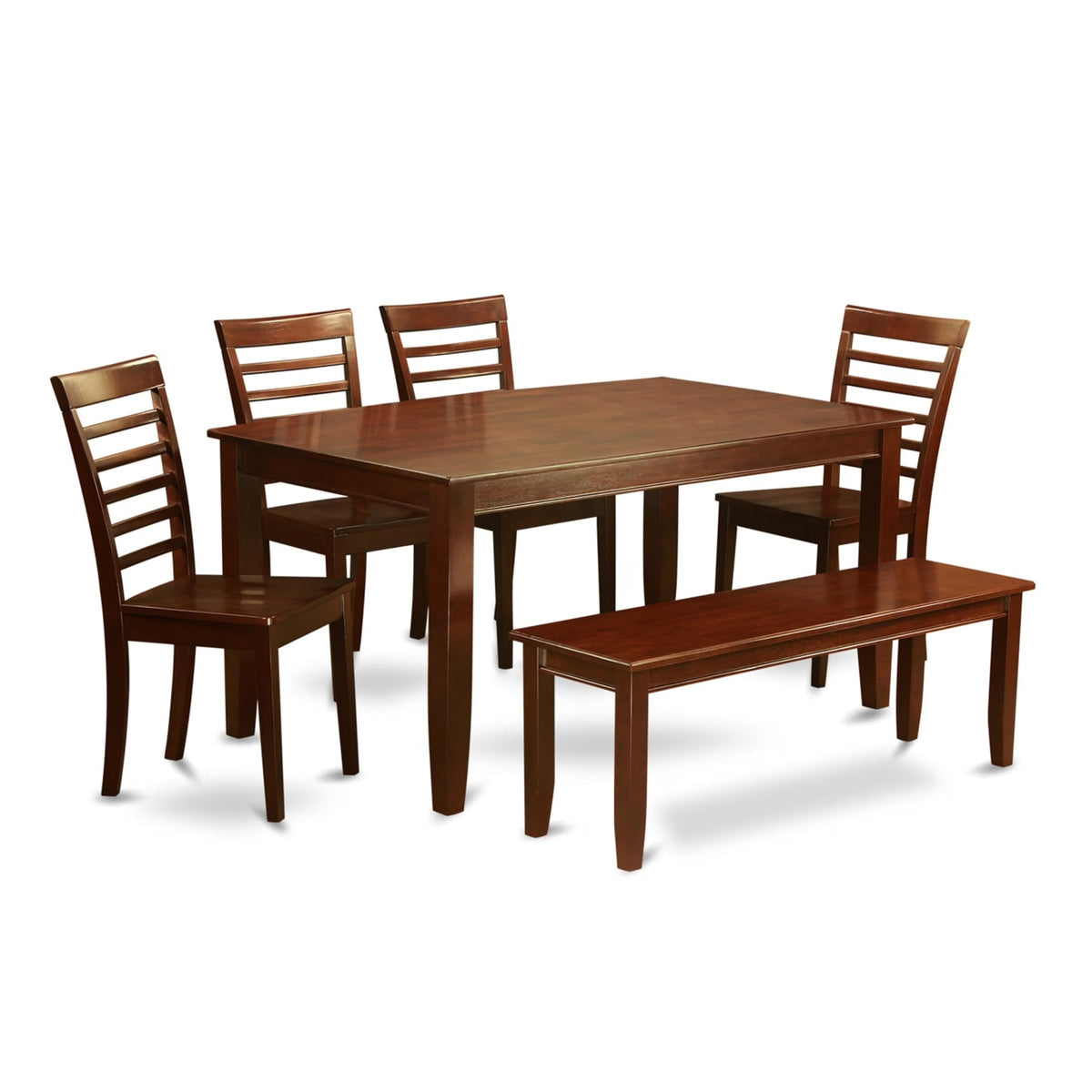 Casafoyer Duml6D-Mah-W Dudley 6 Piece Kitchen Set Contains A Rectangle Table And 4 Dining Room Chairs With A Bench, 36X60 Inch