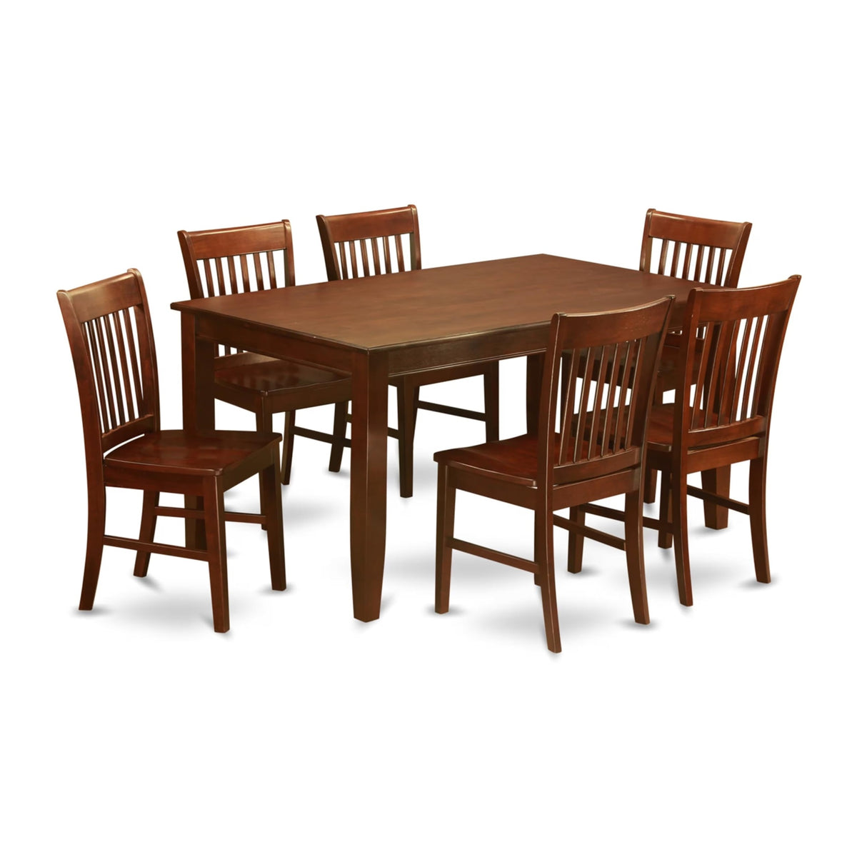 Casafoyer Duno7-Mah-W Dudley 7 Piece Dining Set Consist Of A Rectangle Solid Wood Table And 6 Kitchen Room Chairs, 36X60 Inch, Mahogany