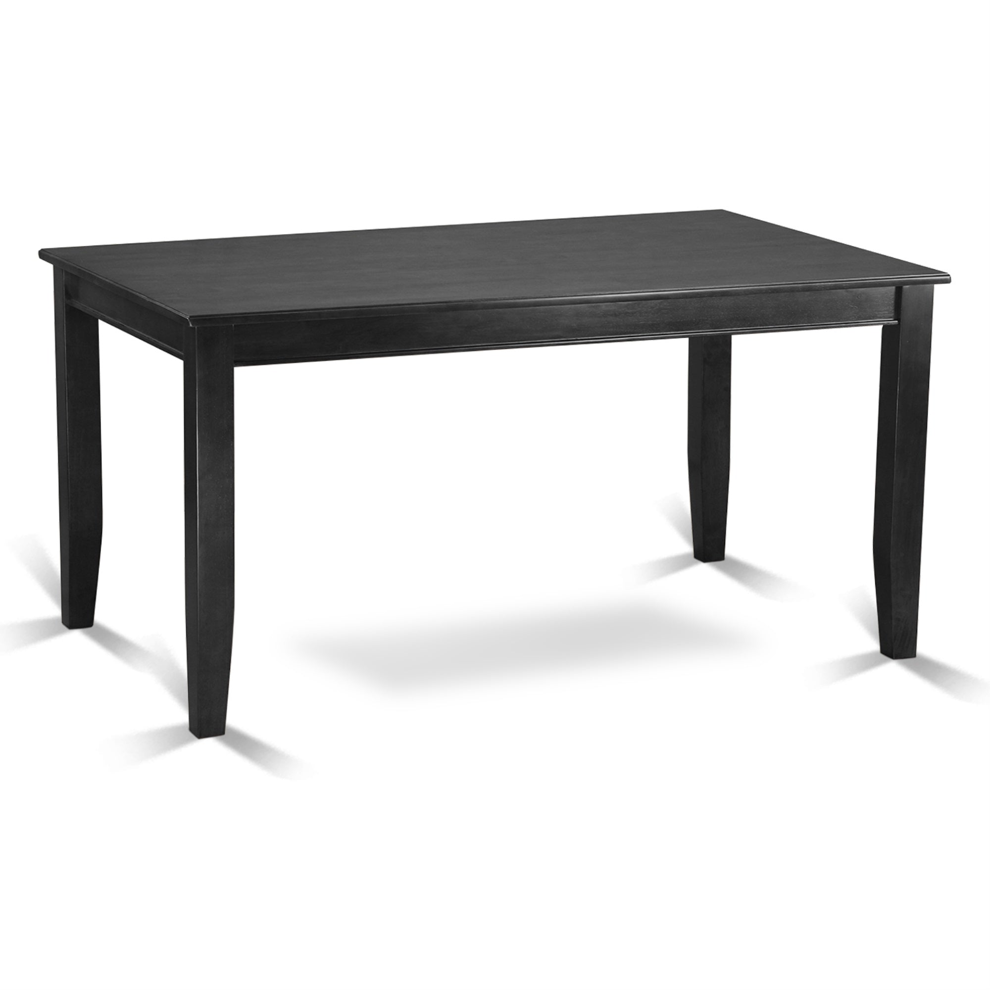East West Furniture Duva5-Blk-W 5-Piece Small Dining Table Set-4Wooden Chairs With Slatted Back And Wooden Seat-A Mid Century Dining Table With Rectangular Top And 4 Legs- Black Finish