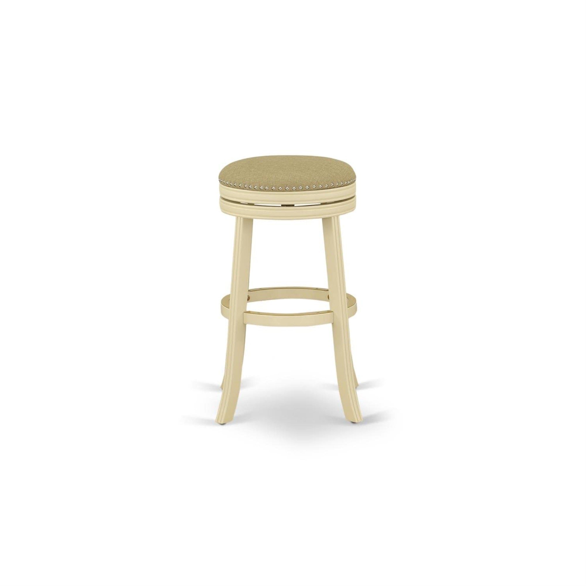 Yardlio Exquisite Wood Counter Height Stool | 30' Seat | Oak Finish | Vegas Gold | Backless Barstool With Swivel Seat & Nail Trimming