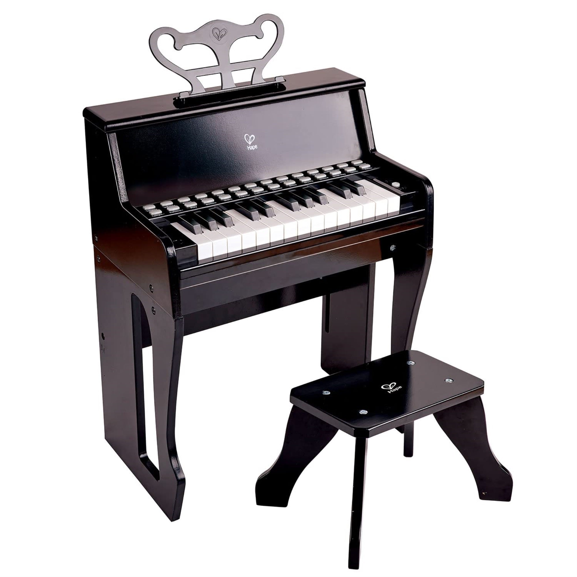 Learn with Lights Black Piano w/ Stool